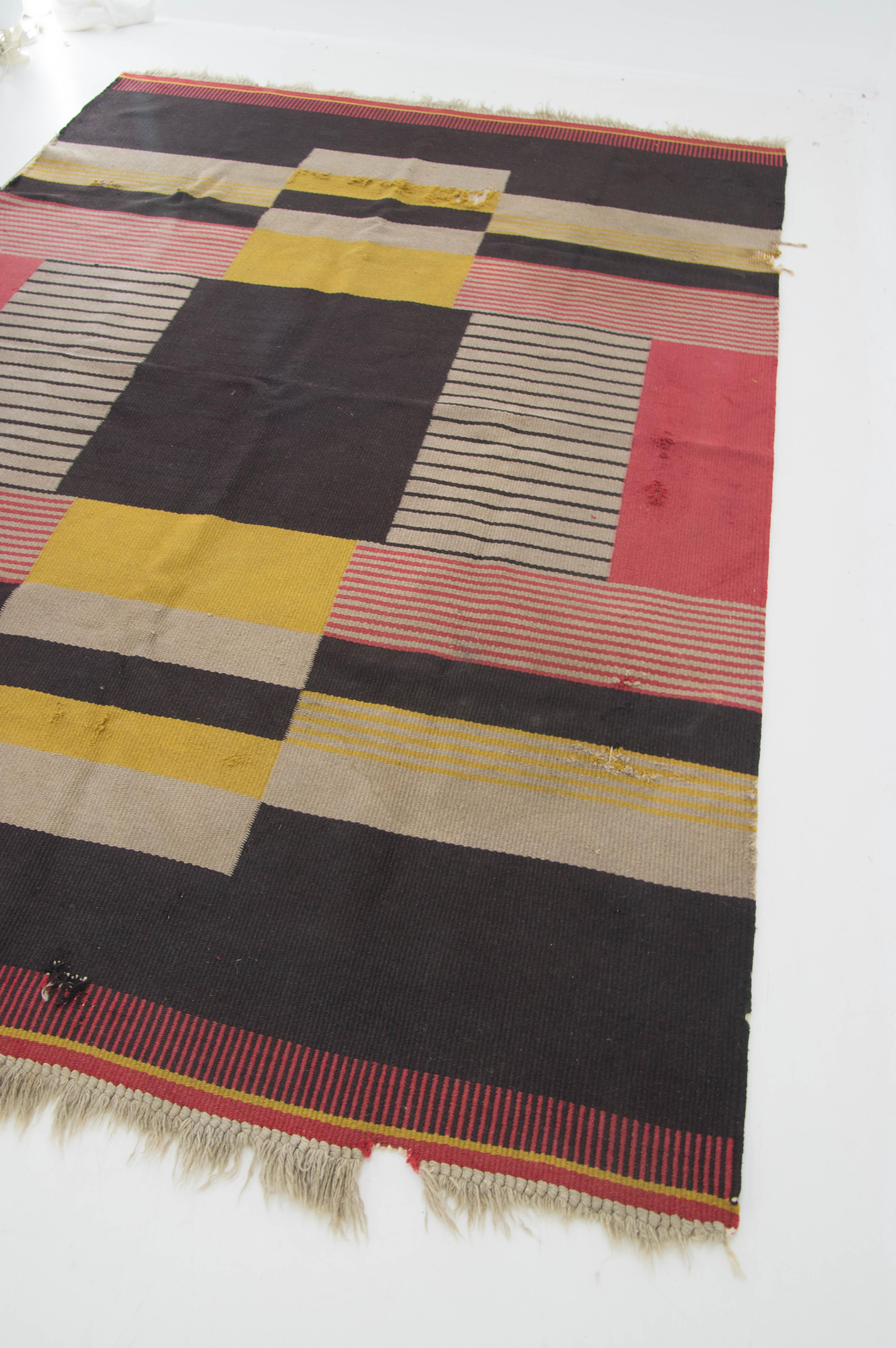 Rare Geometric Carpet by Antonin Kybal, 1948s For Sale 4