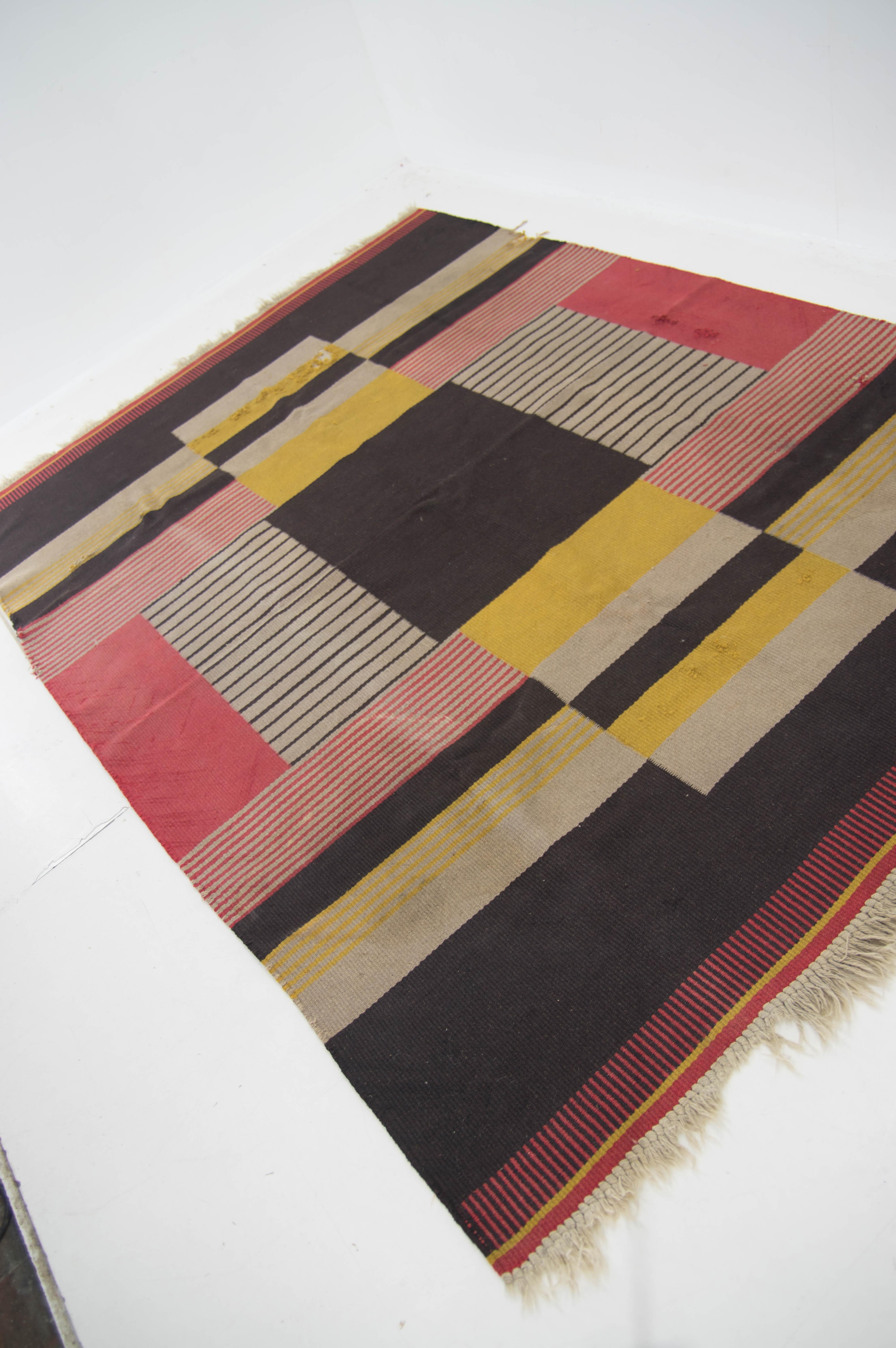 Rare Geometric Carpet by Antonin Kybal, 1948s For Sale 5