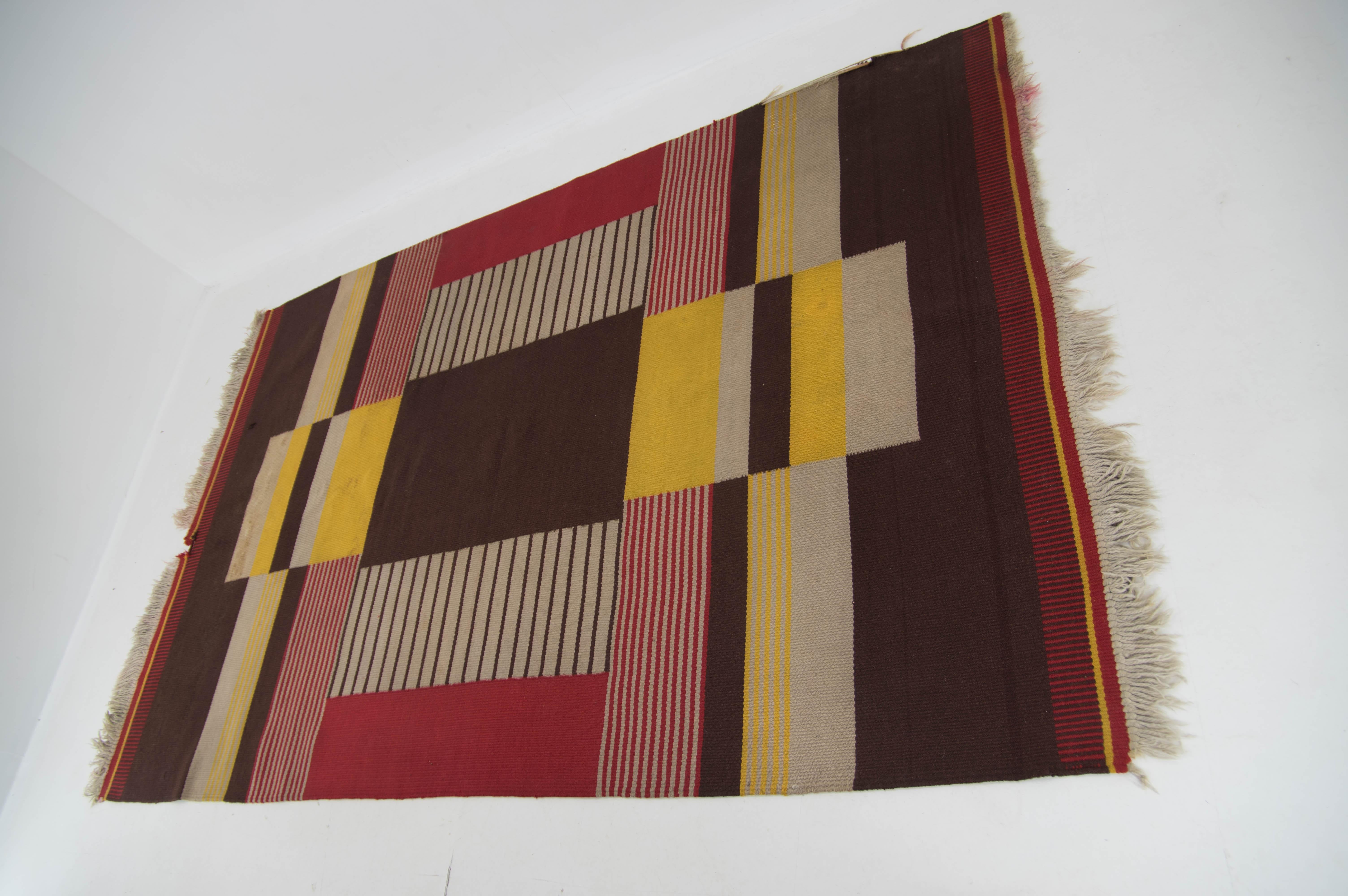 Mid-Century Modern Rare Geometric Carpet by Antonin Kybal, 1948s