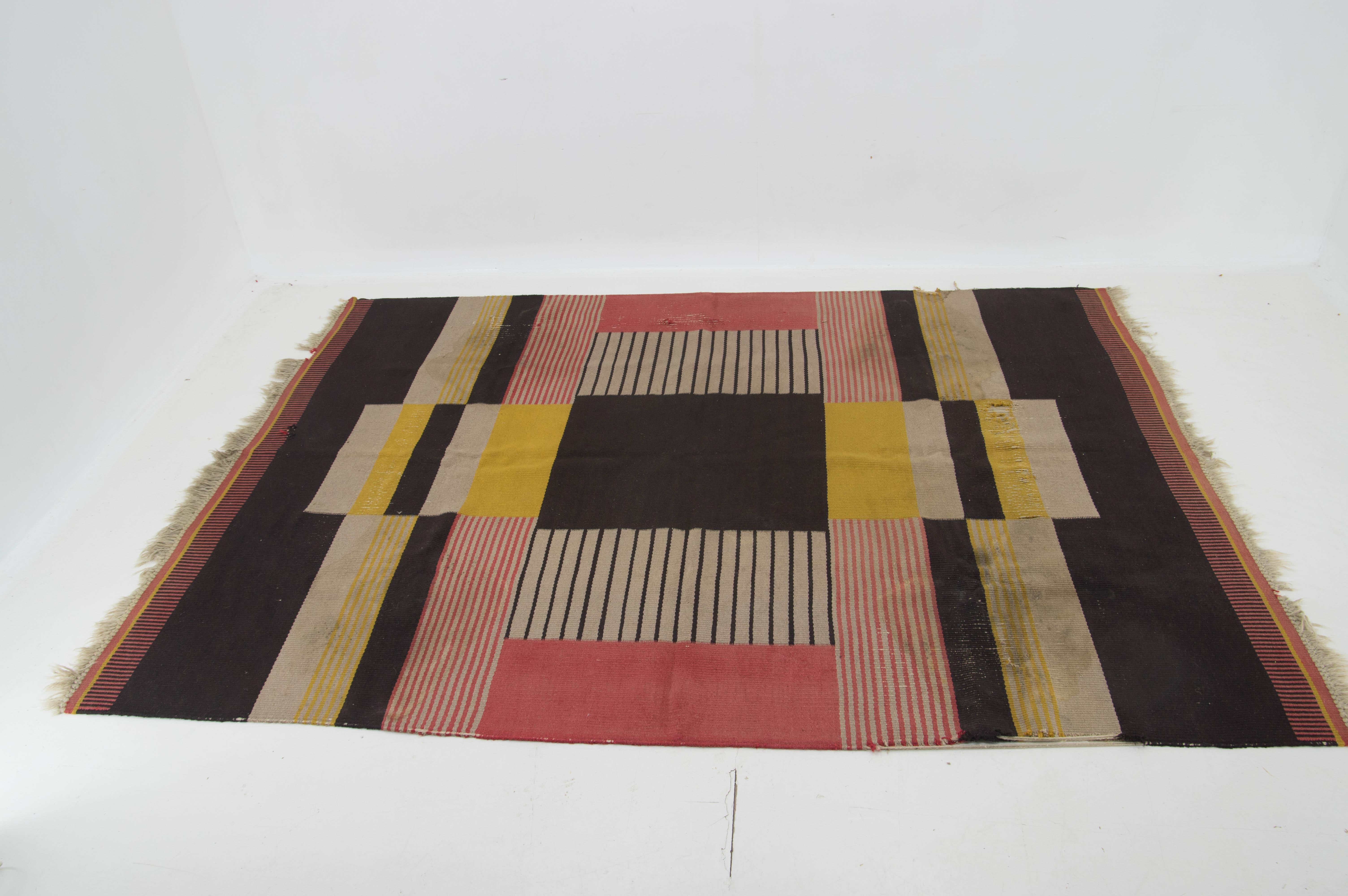 Mid-Century Modern Rare Geometric Carpet by Antonin Kybal, 1948s For Sale