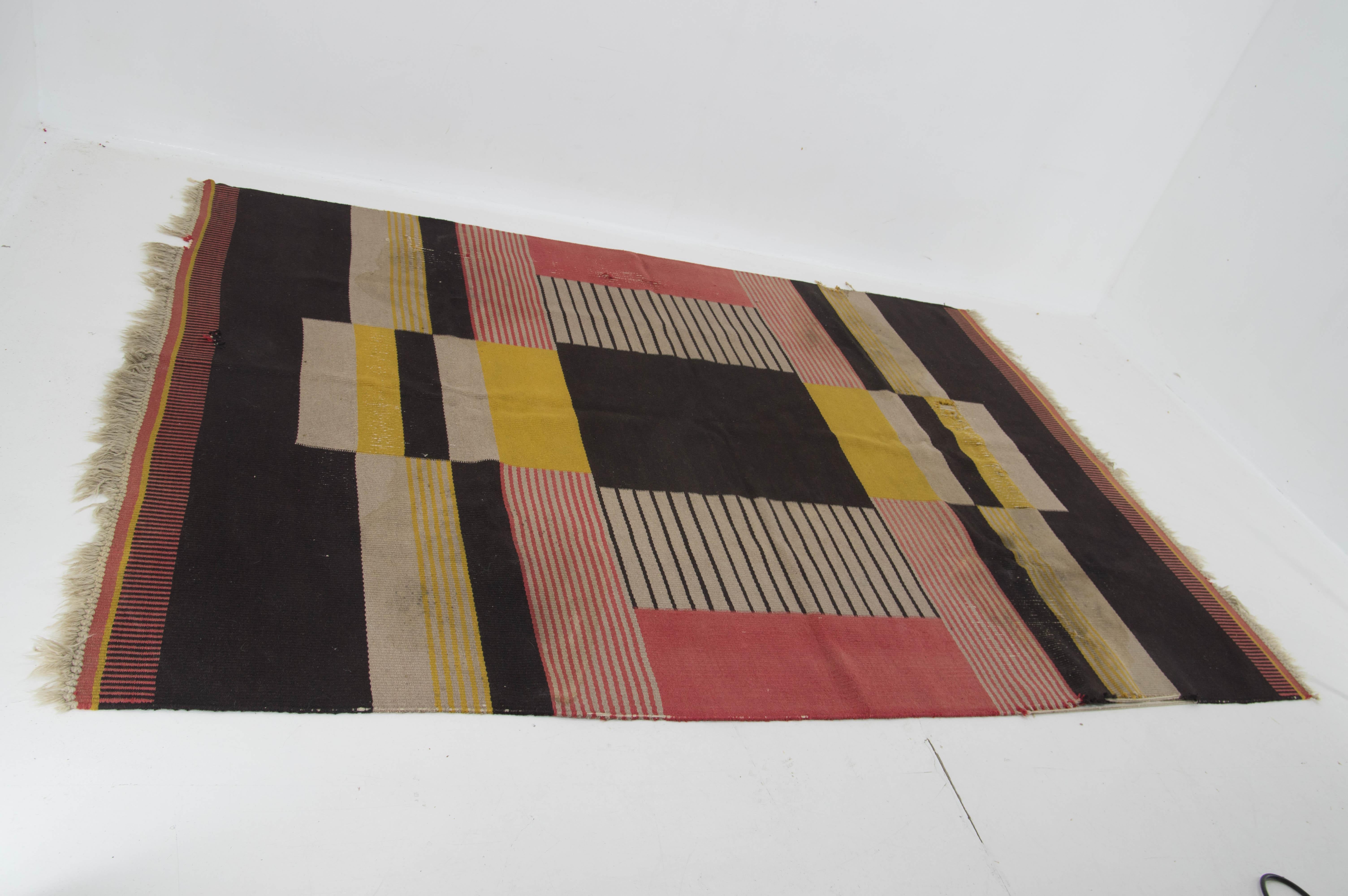 Czech Rare Geometric Carpet by Antonin Kybal, 1948s For Sale
