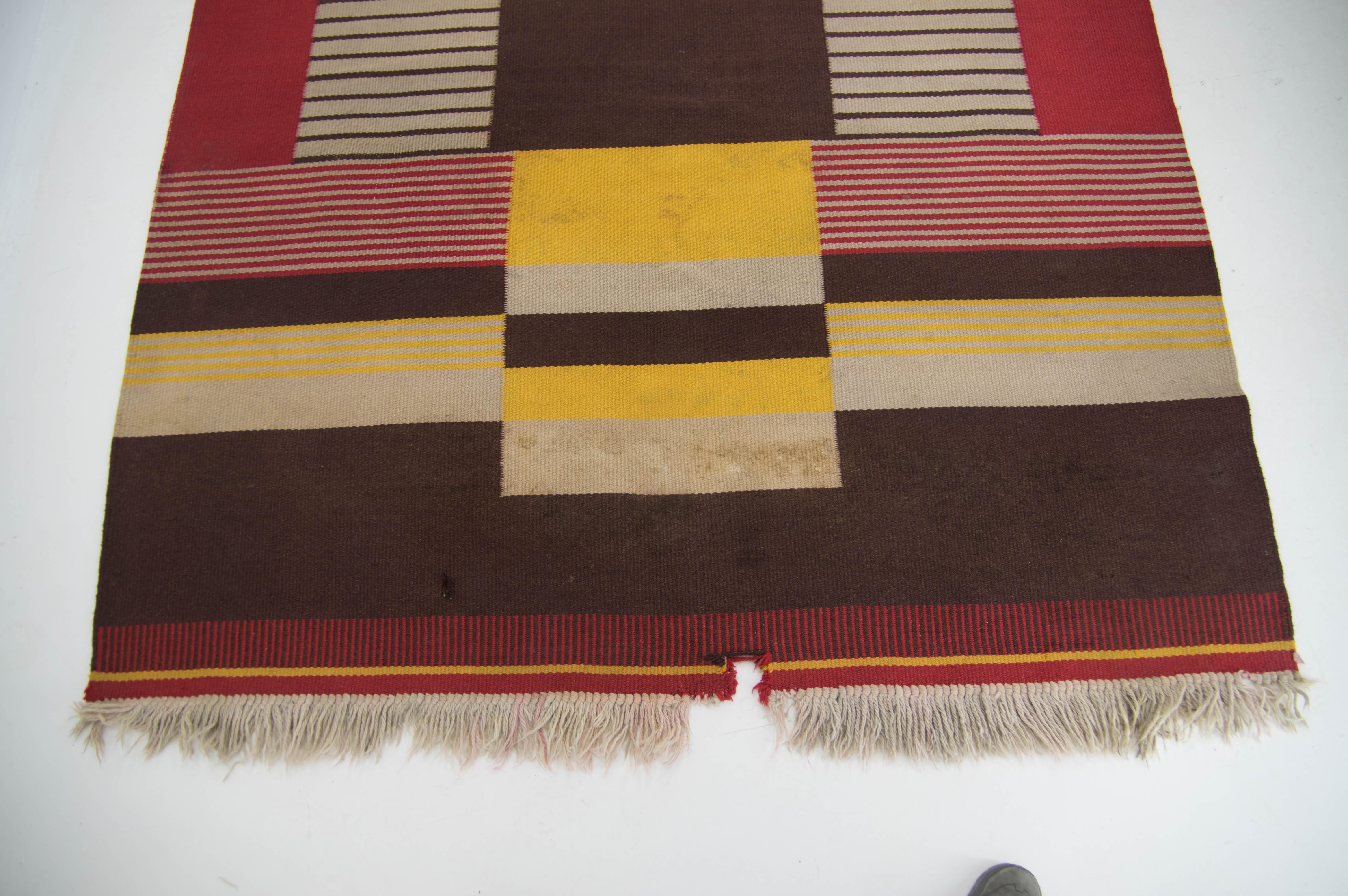 Rare Geometric Carpet by Antonin Kybal, 1948s In Fair Condition In Praha, CZ