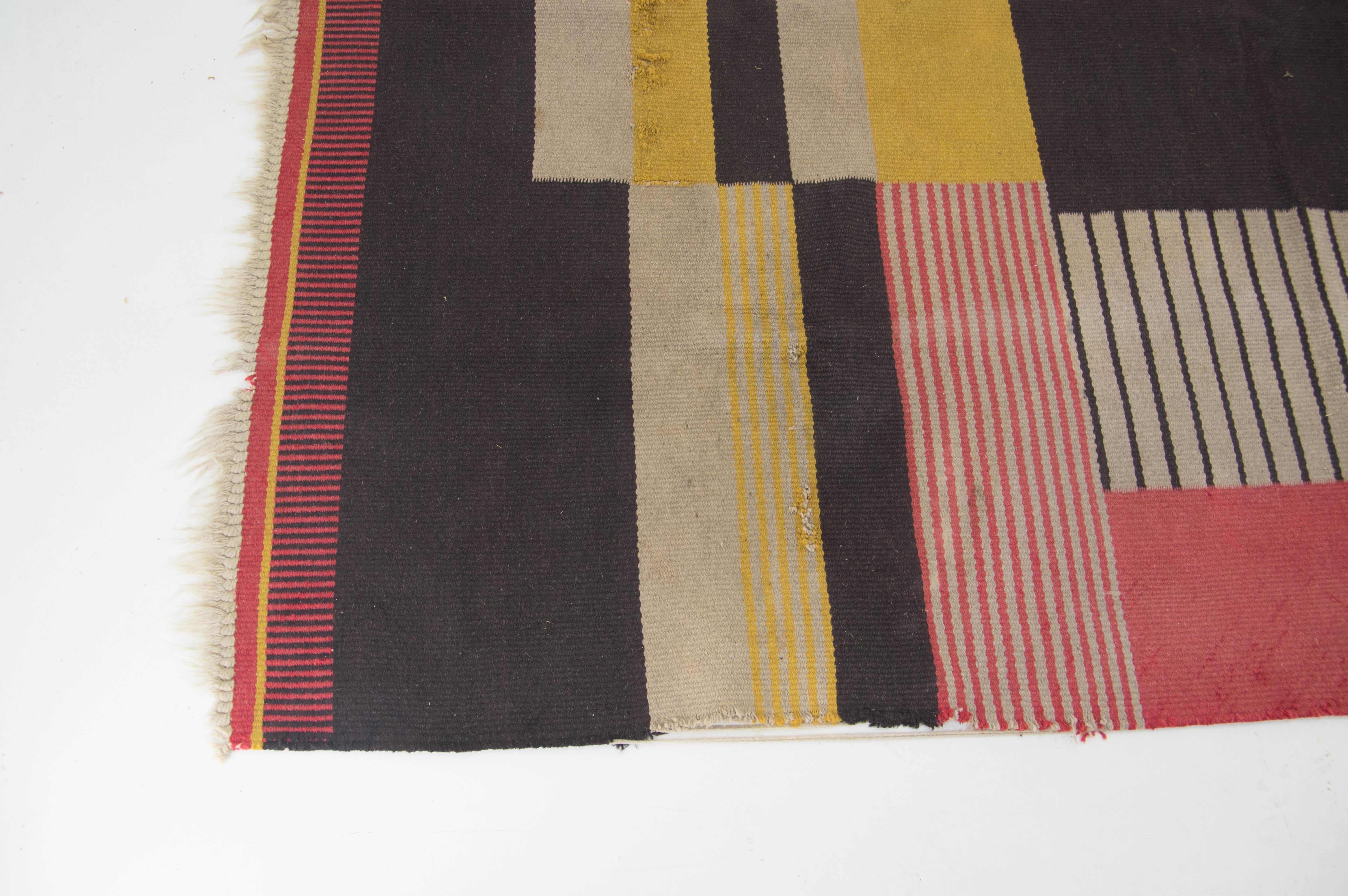 Rare Geometric Carpet by Antonin Kybal, 1948s For Sale 1