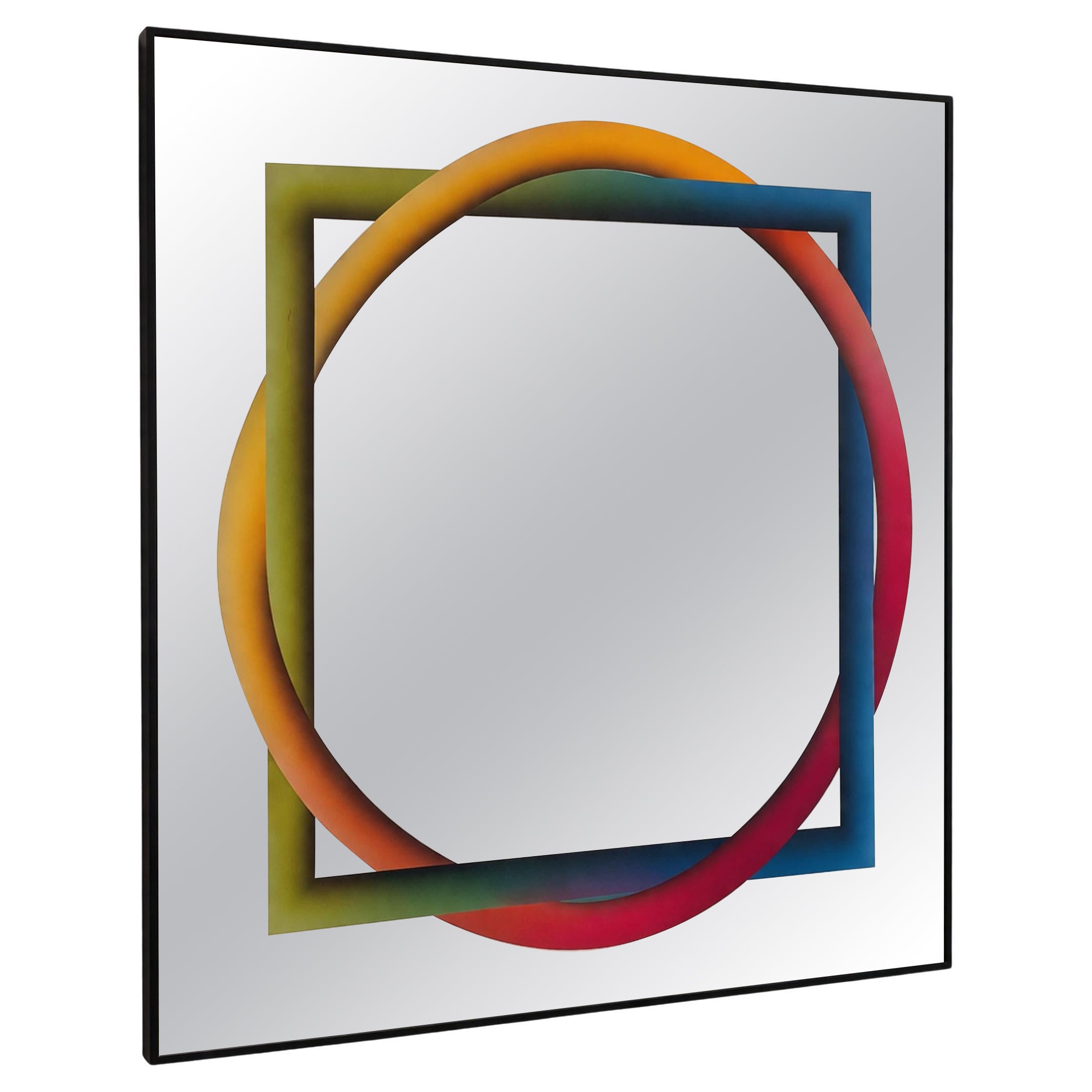Rare Geometric Mirror by Rogelio Polesello for Morphos Acerbis, Italy, 1970s