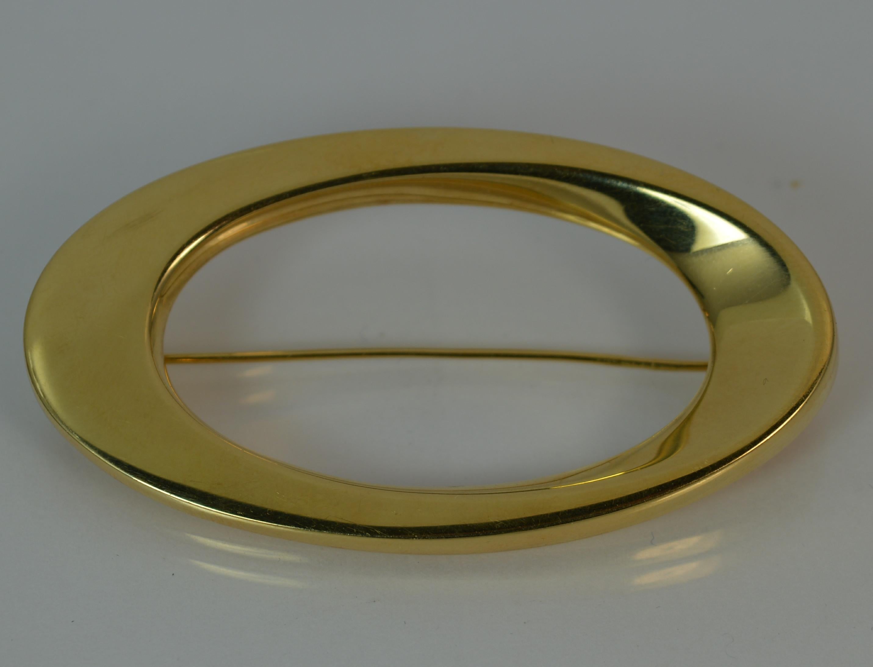 Modernist Rare Georg Jensen 18 Carat Gold Oval Shaped Brooch in Box