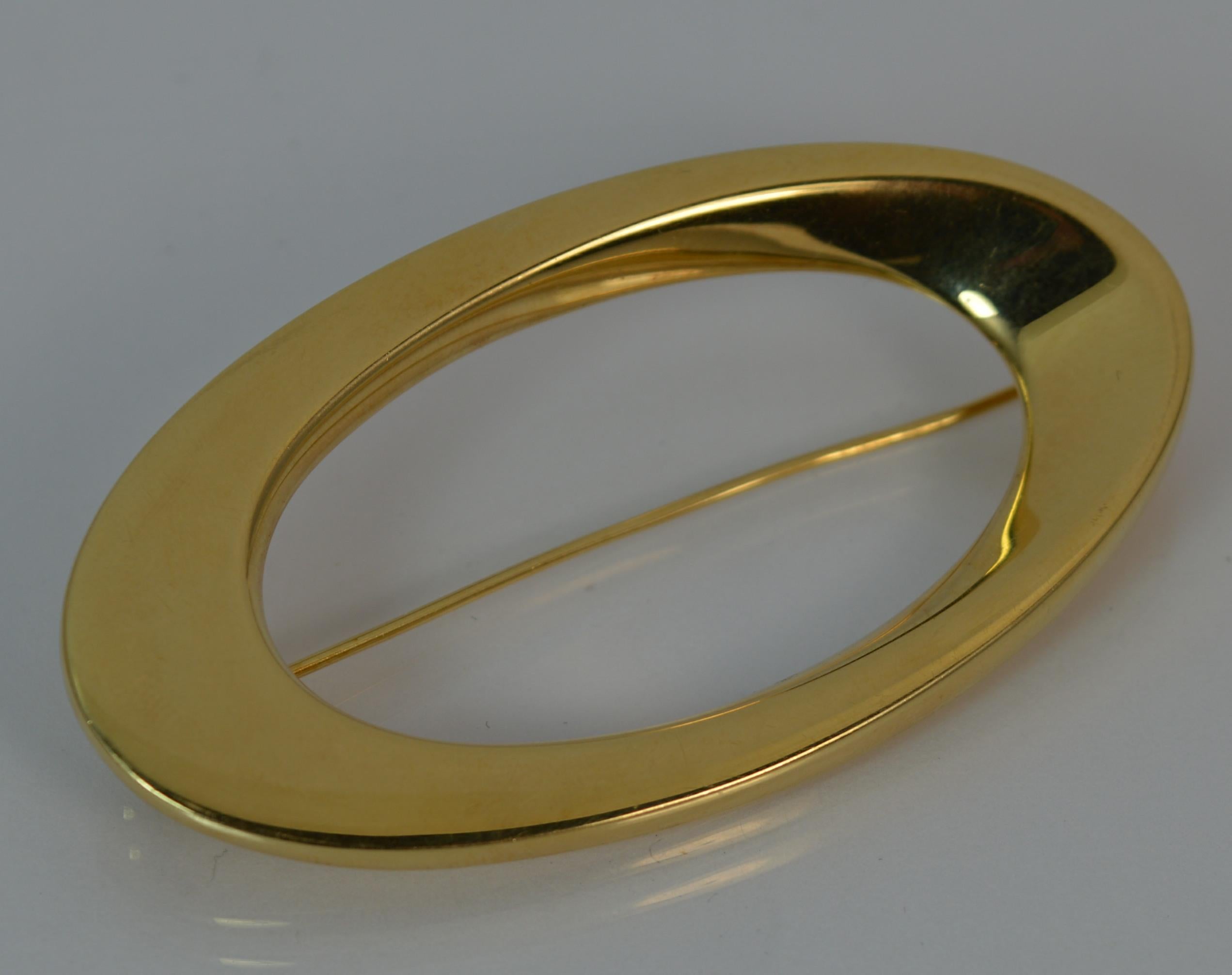 Rare Georg Jensen 18 Carat Gold Oval Shaped Brooch in Box In Excellent Condition In St Helens, GB