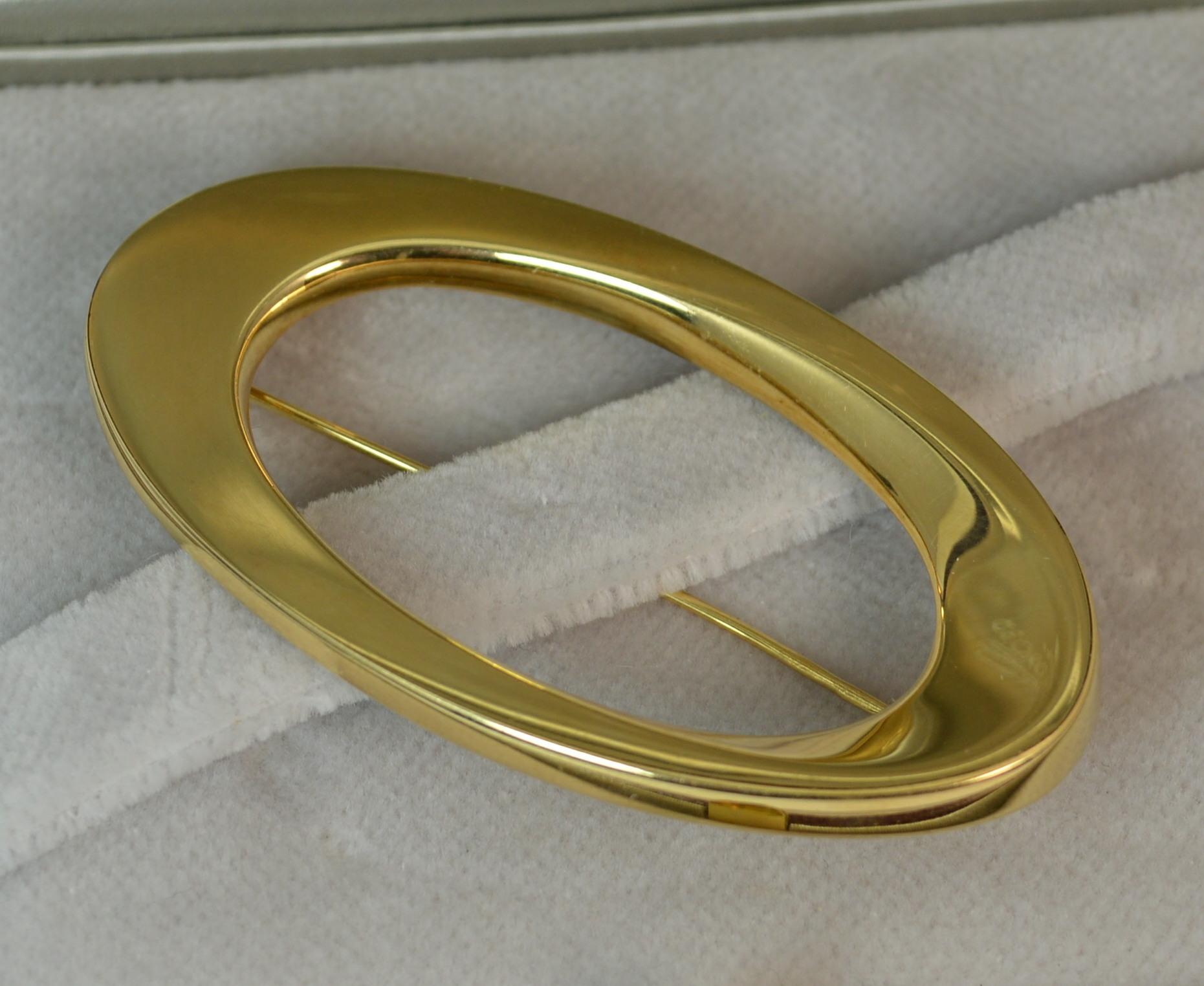 Rare Georg Jensen 18 Carat Gold Oval Shaped Brooch in Box 2