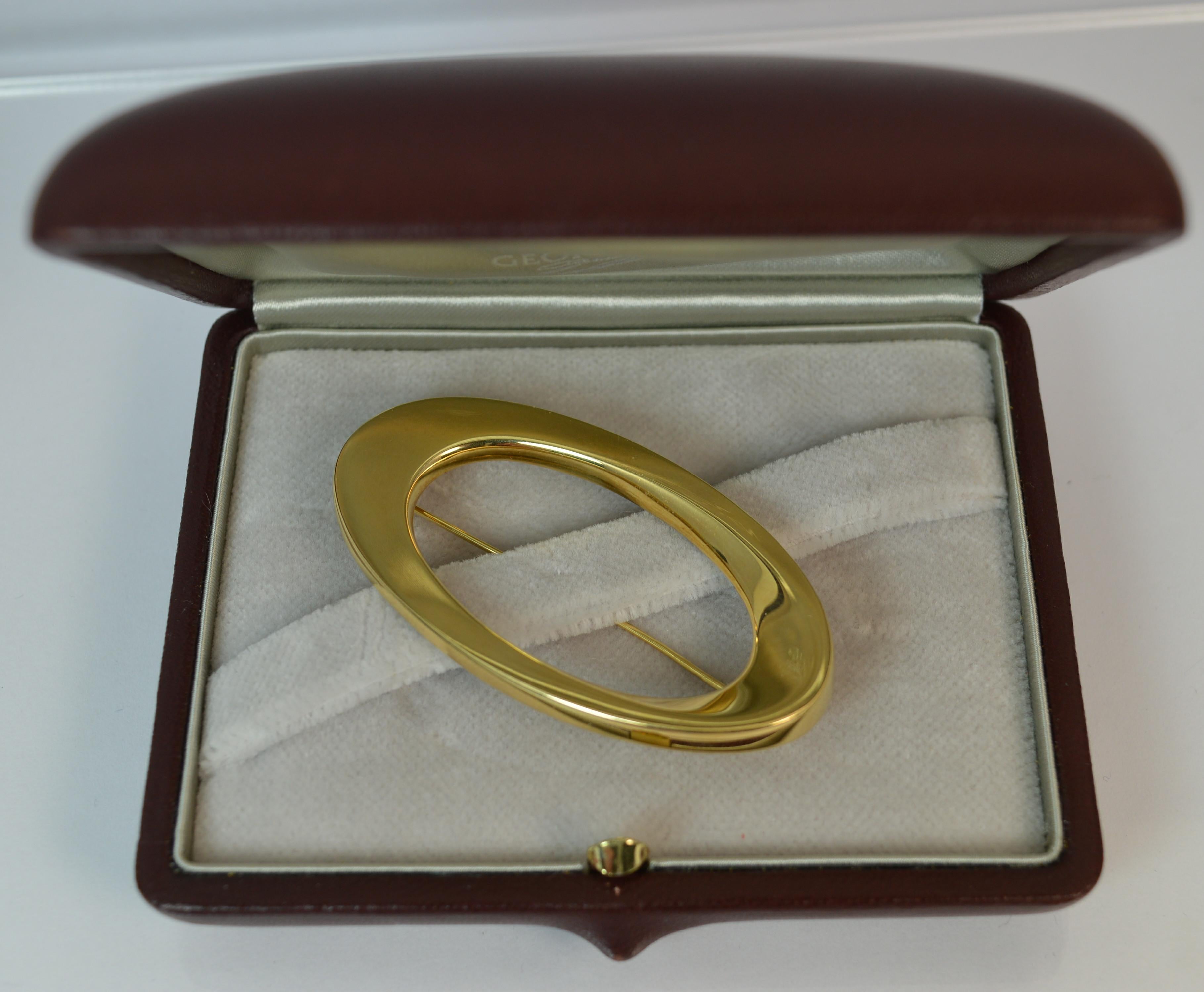 Rare Georg Jensen 18 Carat Gold Oval Shaped Brooch in Box 3