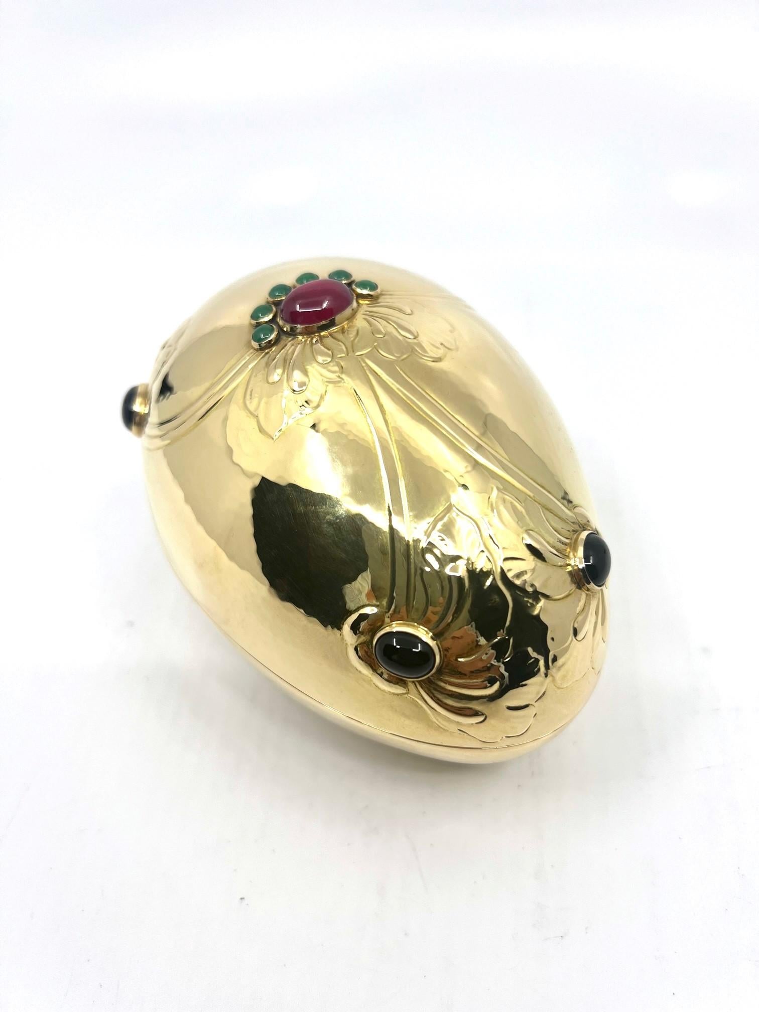 Art Nouveau Rare Georg Jensen 18kt Gold Egg Bonbonnière For Sale