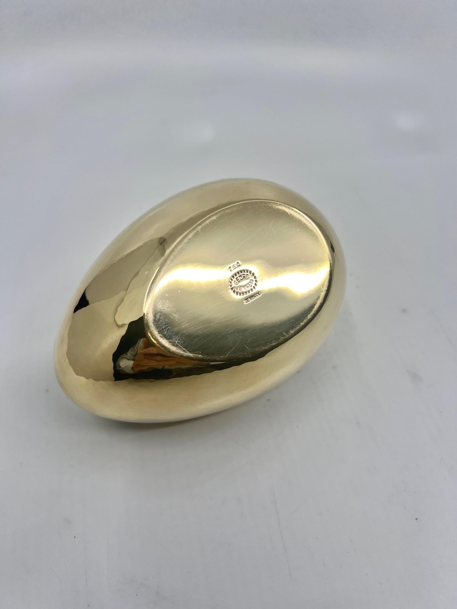 Hand-Crafted Rare Georg Jensen 18kt Gold Egg Bonbonnière For Sale