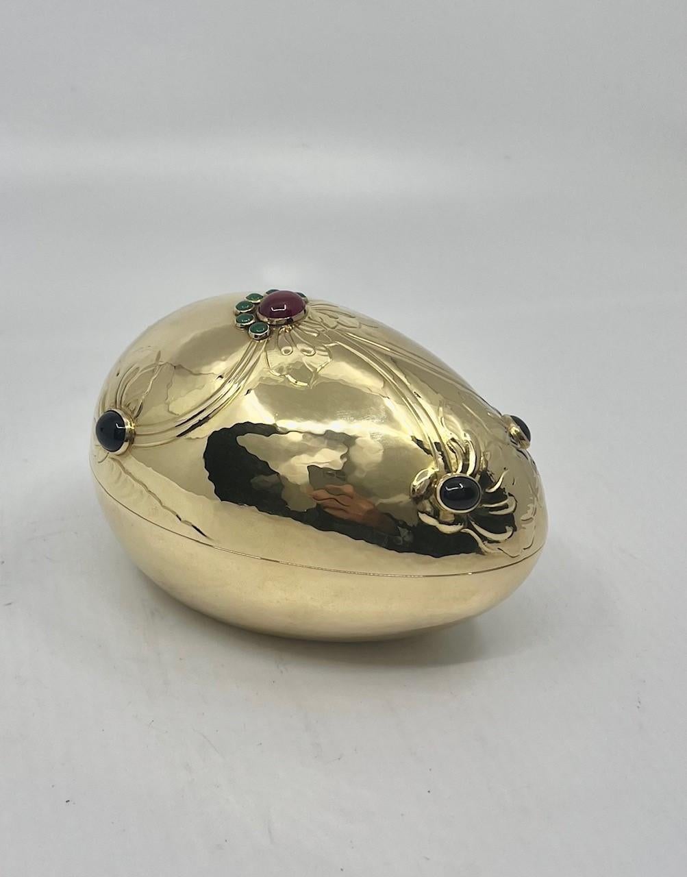 Hand-Crafted Rare Georg Jensen 18kt Gold Egg Bonbonnière For Sale