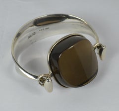 Rare Georg Jensen 203 Torun Sterling Silver Smoky Quartz Bangle