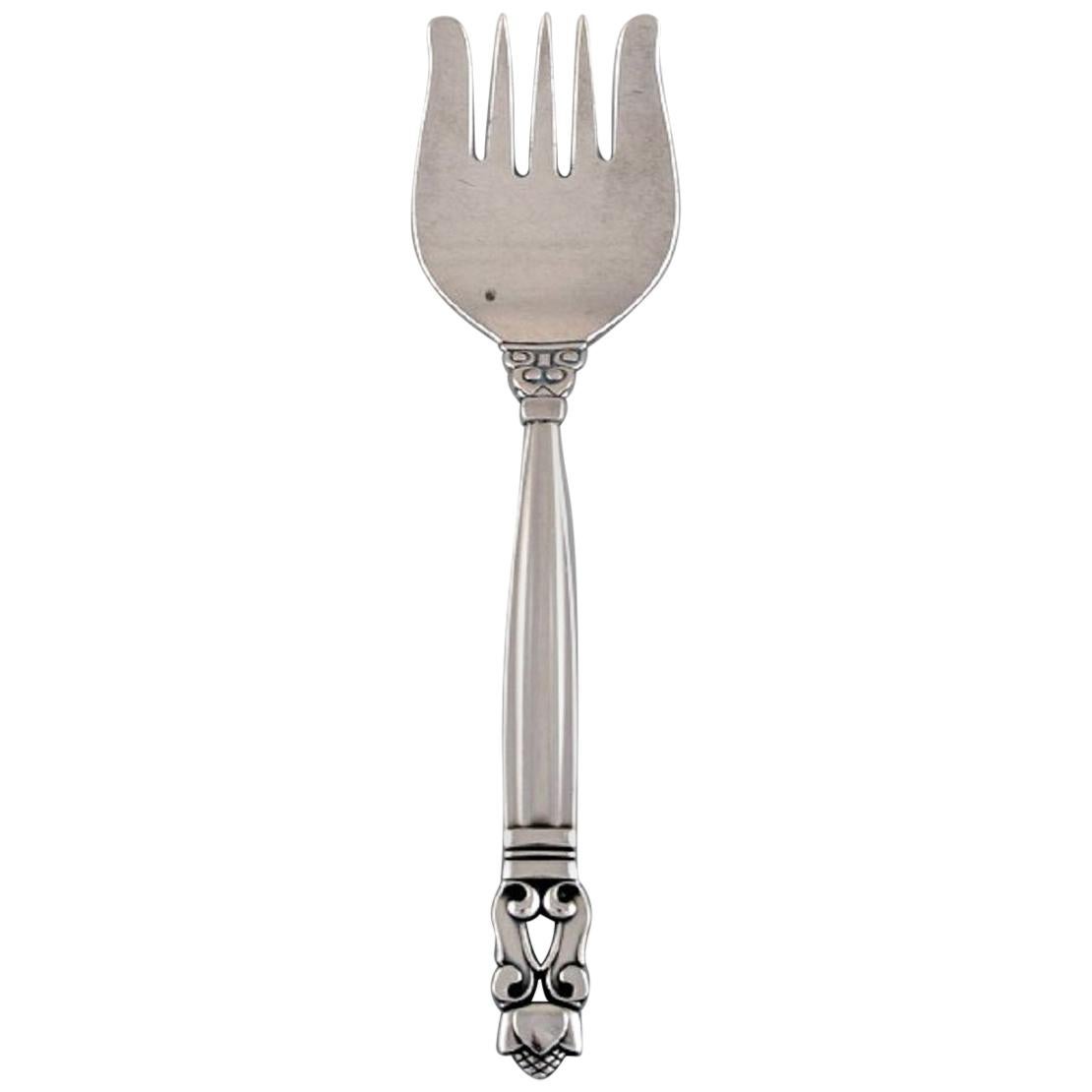 Rare Georg Jensen Acorn Five-Pronged Fork in Sterling Silver