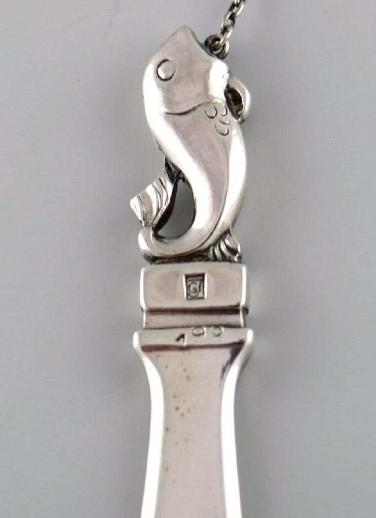 Art Deco Rare Georg Jensen Bookmark in Sterling Silver Designed with Fish, Dated 1933-44