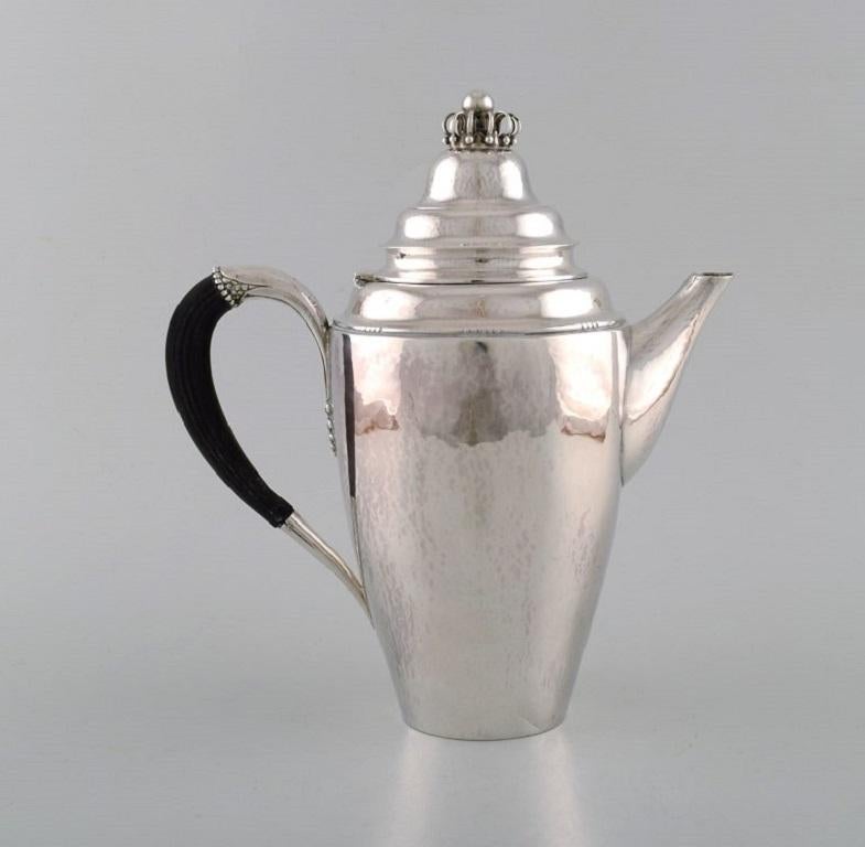 Danish Rare Georg Jensen Coffee Pot in Sterling Silver with Ebony Handle, Dated 1915-30 For Sale