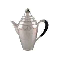 Georg Jensen Coffee Pot in Sterling Silver with Ebony Handle, Dated 1915-1930