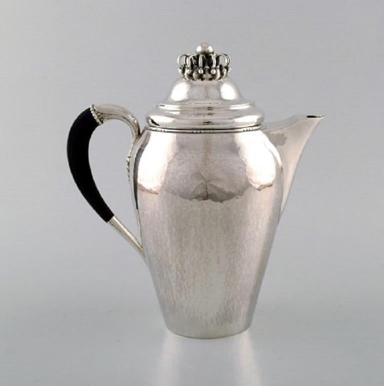 Rare Jensen Coffee Service in Sterling Silver with Ebony Handles
