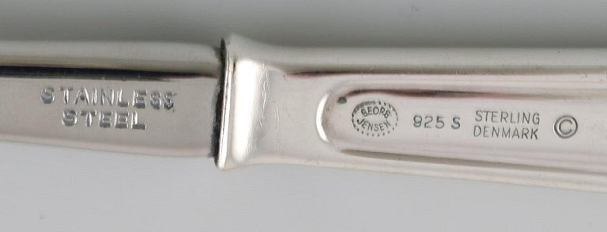 20th Century Rare Georg Jensen Koppel Cutlery, Dinner Service in Sterling Silver for 10 P. For Sale