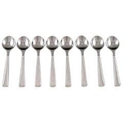 Rare Georg Jensen Koppel Cutlery, Eight Sorbet Spoons in Sterling Silver
