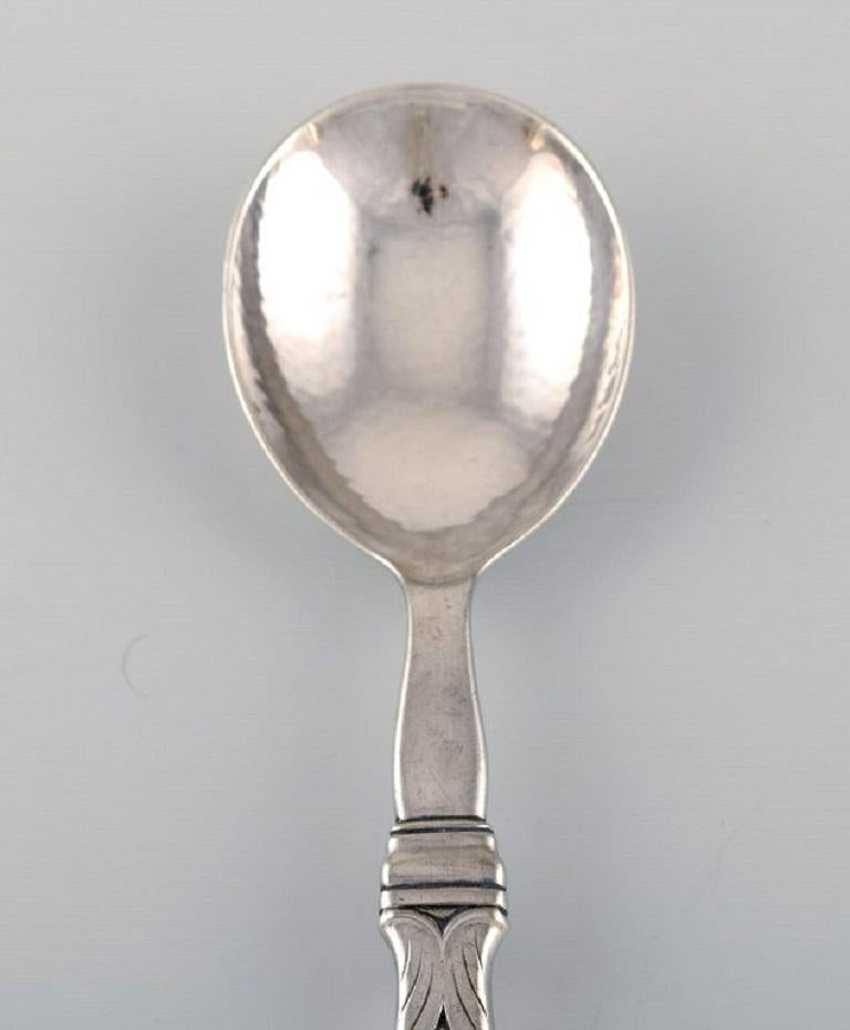 Rare Georg Jensen Serving Spoon in All Sterling Silver, Dated 1930 In Excellent Condition For Sale In Copenhagen, DK