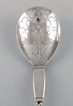 Rare Georg Jensen Strawberry Spoon in Sterling Silver, Design 35