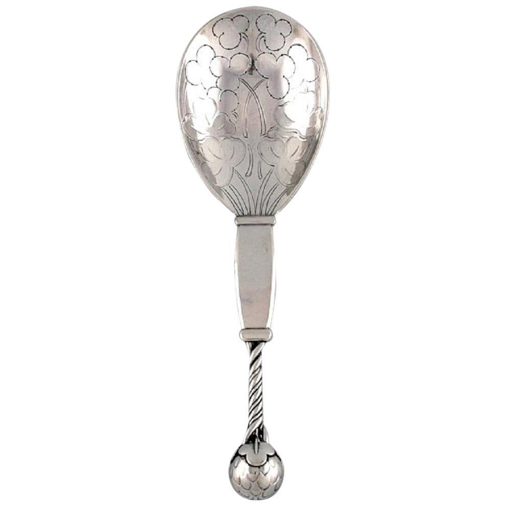 Rare Georg Jensen Strawberry Spoon in Sterling Silver, Design 35 For Sale