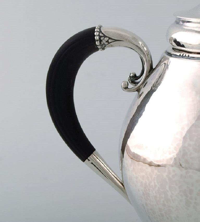 Danish Rare Georg Jensen Teapot in Sterling Silver with Ebony Handle, Dated 1915-30 For Sale