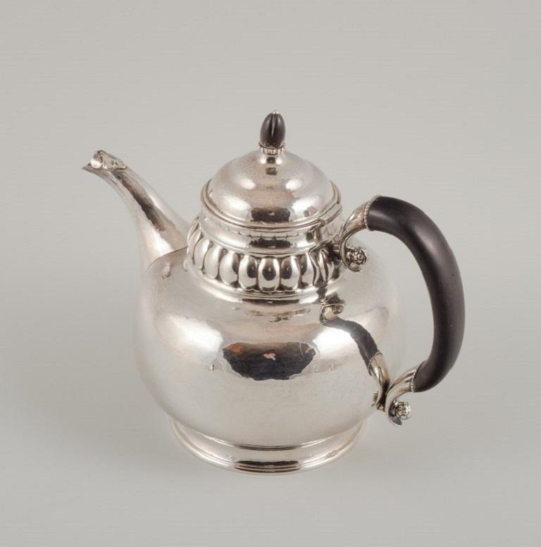 Danish Rare Georg Jensen Teapot in Three-Towered Silver For Sale