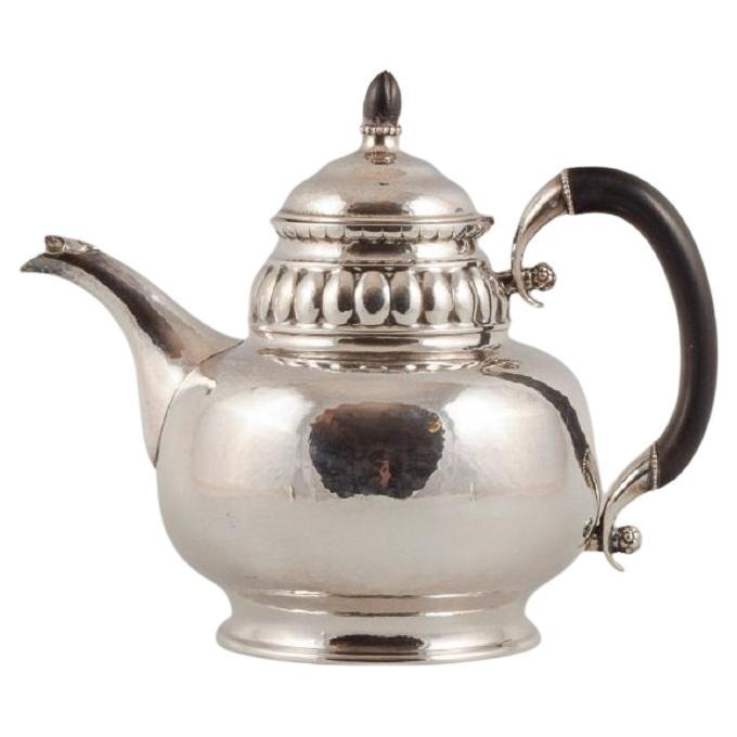 Rare Georg Jensen Teapot in Three-Towered Silver For Sale