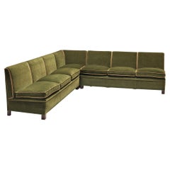 Rare Georg Kofoed Corner Sofa in Olive Green Velvet