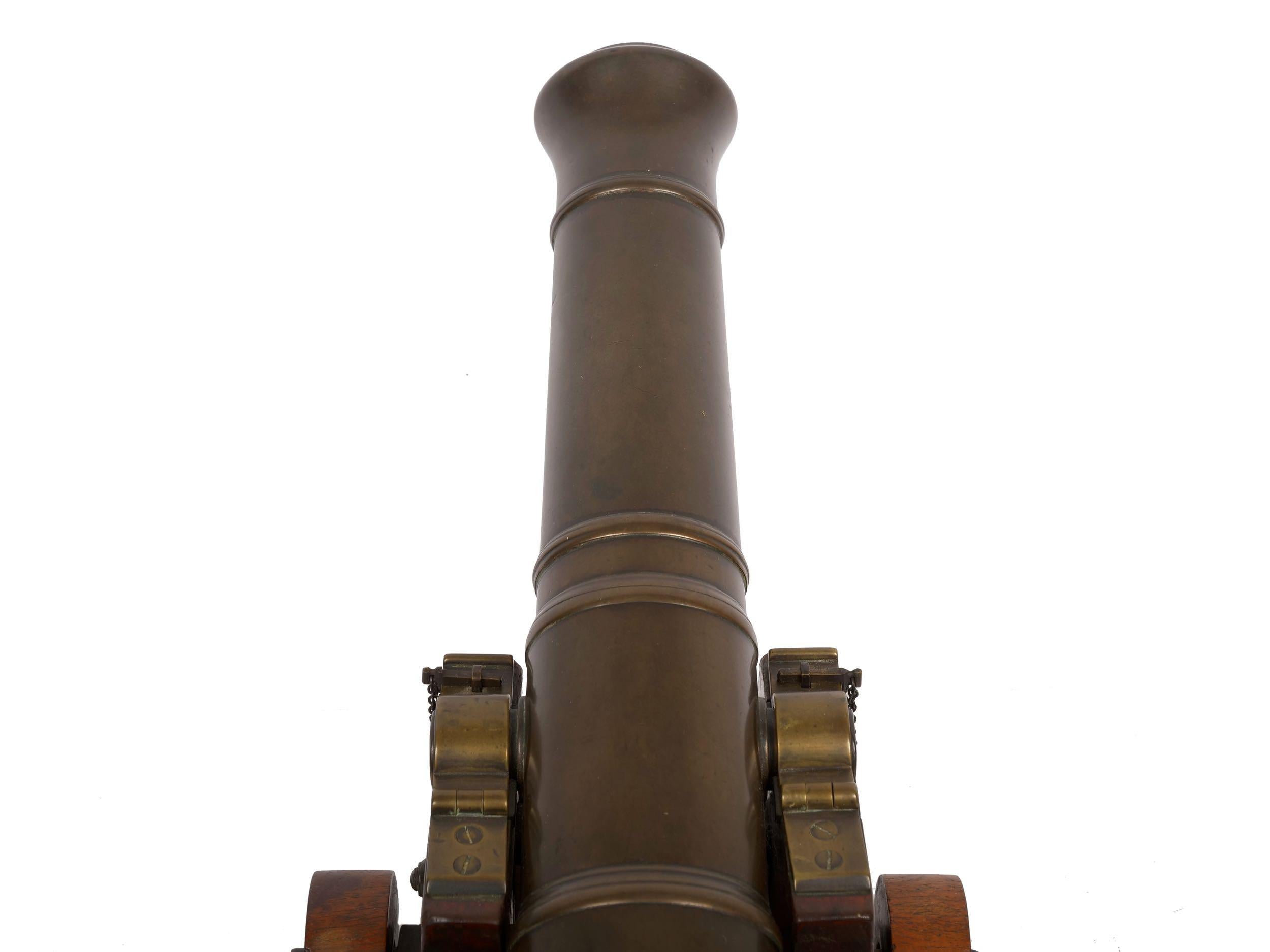 Rare George III Brass and Mahogany English Antique Signal Cannon, 19th Century 5
