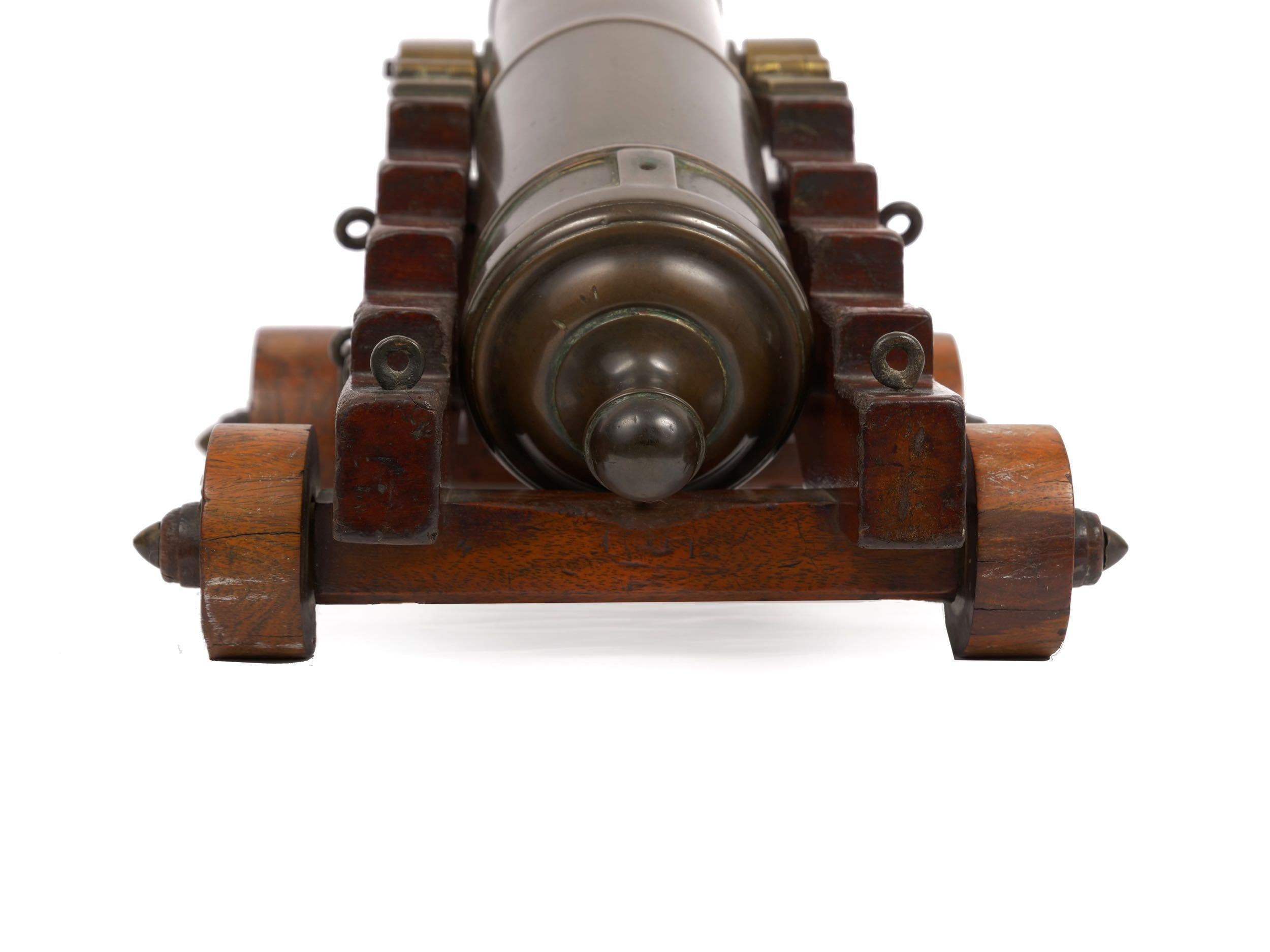 Rare George III Brass and Mahogany English Antique Signal Cannon, 19th Century 7