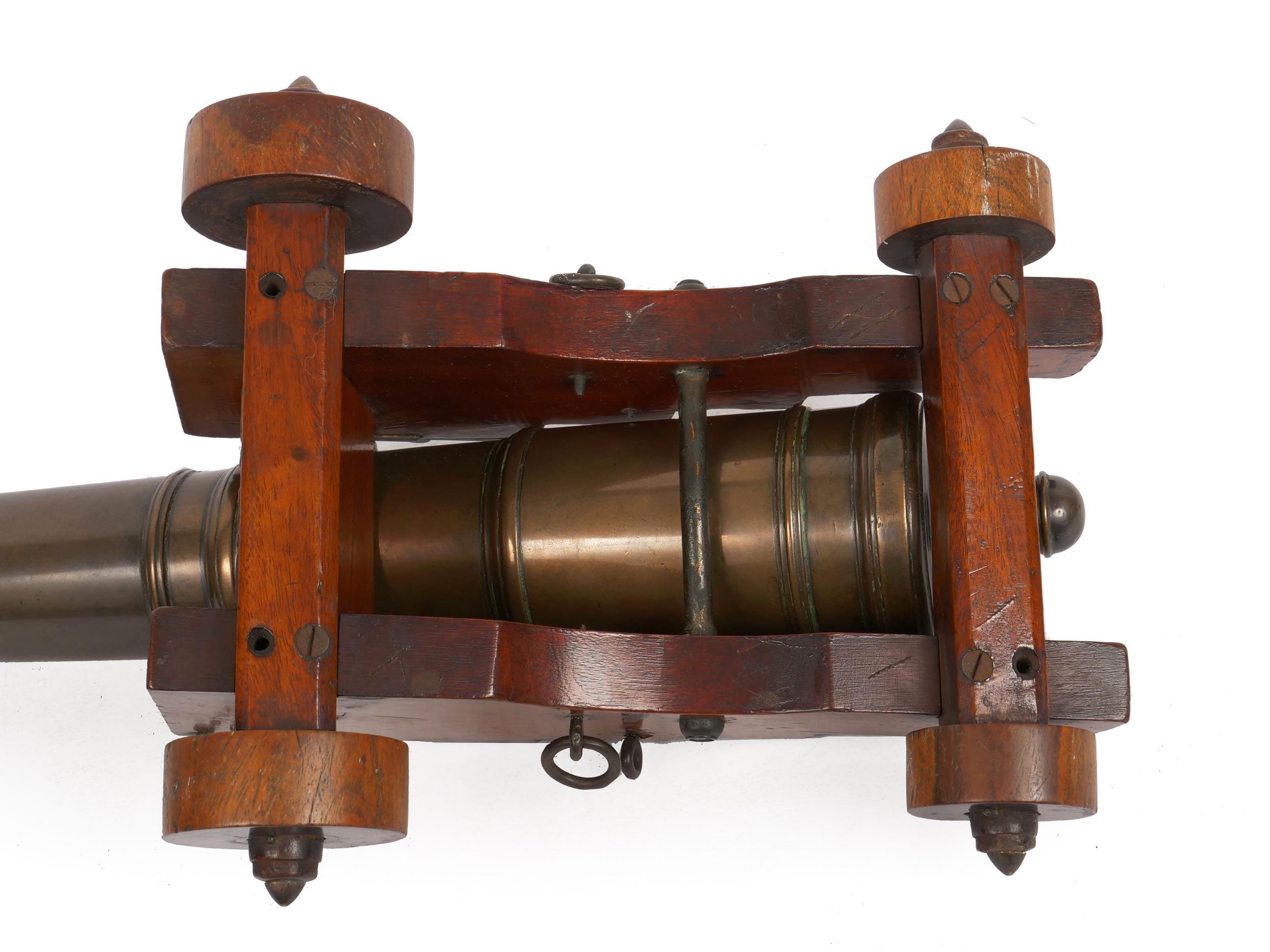 Rare George III Brass and Mahogany English Antique Signal Cannon, 19th Century 14