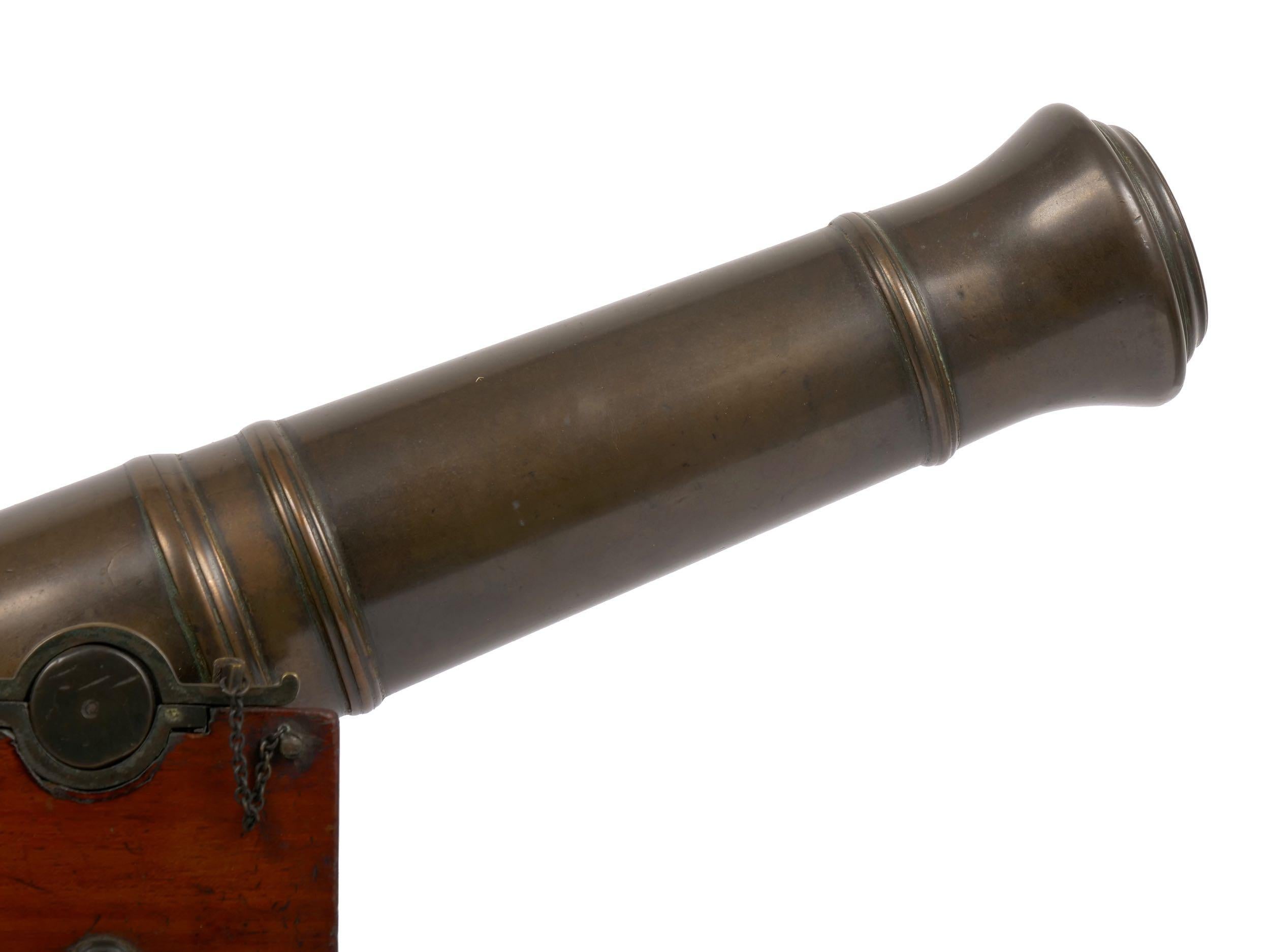 Rare George III Brass and Mahogany English Antique Signal Cannon, 19th Century 1