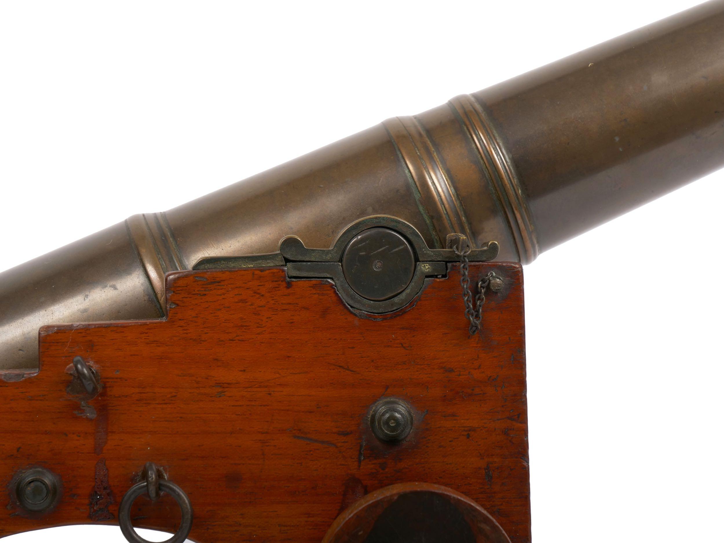Rare George III Brass and Mahogany English Antique Signal Cannon, 19th Century 2