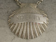 Rare George III Cast Silver Scallop Shell Wine Label 'Sherry' by B Smith, 1807