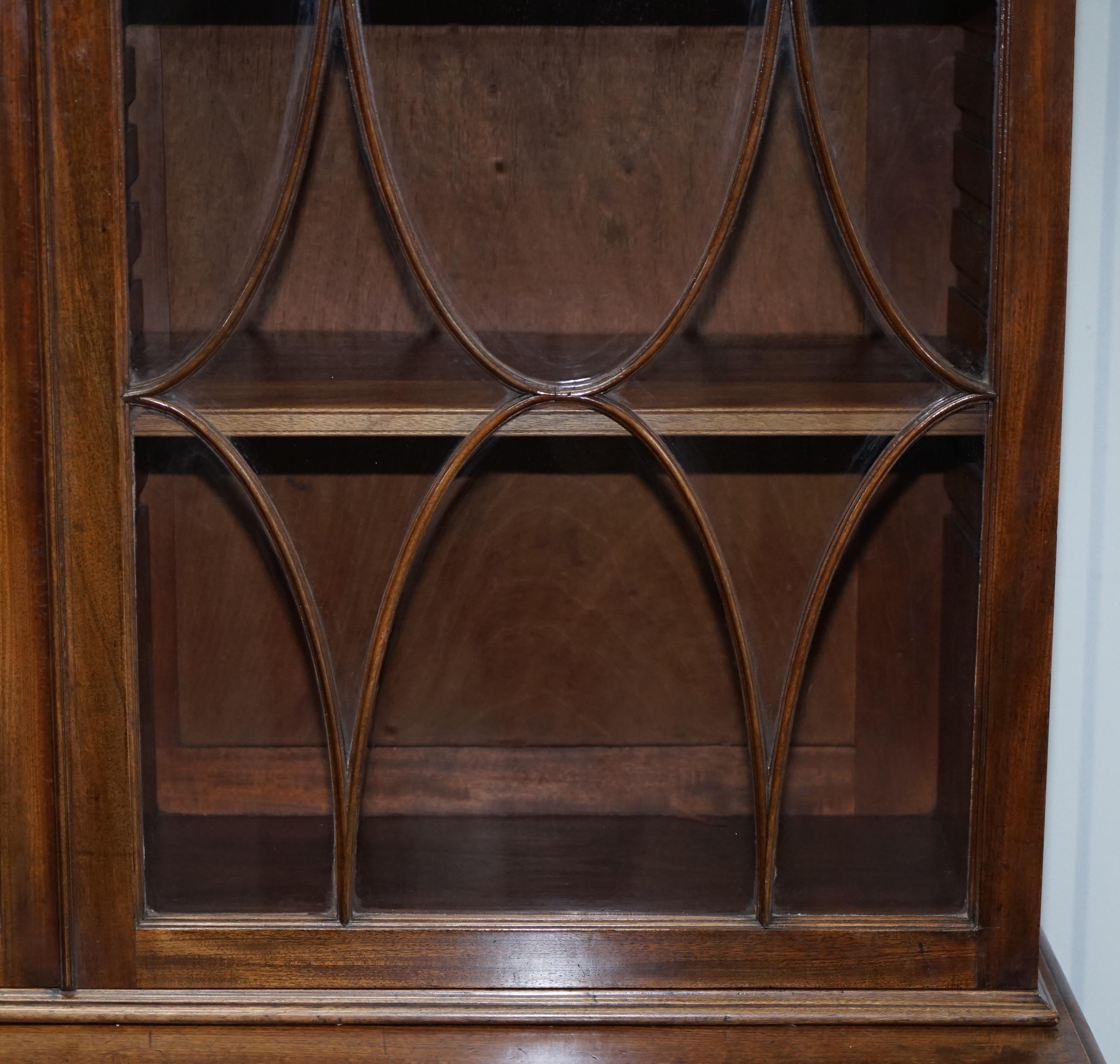 Rare George III circa 1800 Hardwood Library Bookcase with Round Astral Glazing 1