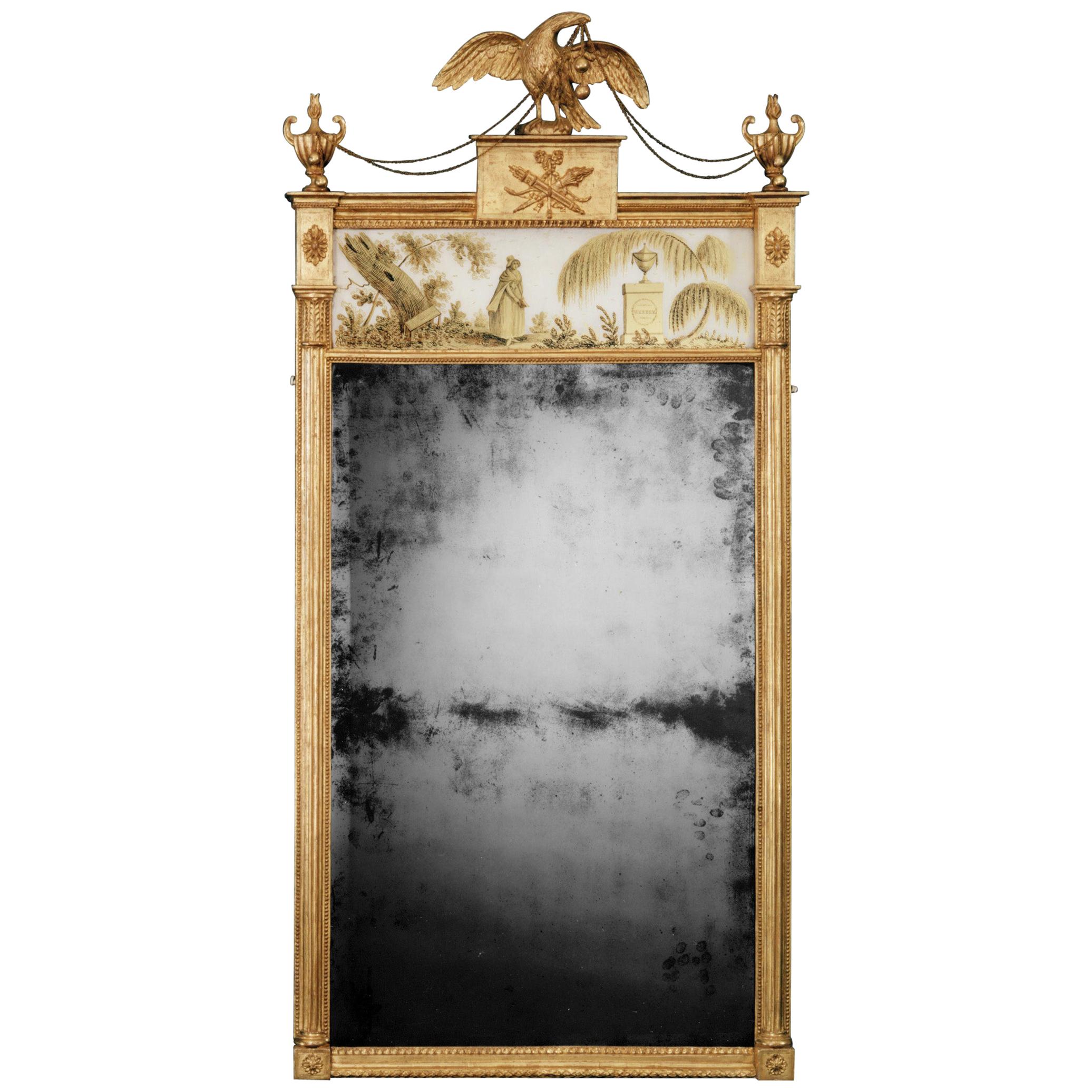 Rare George III Giltwood Mirror with Verre Eglomise Panel For Sale