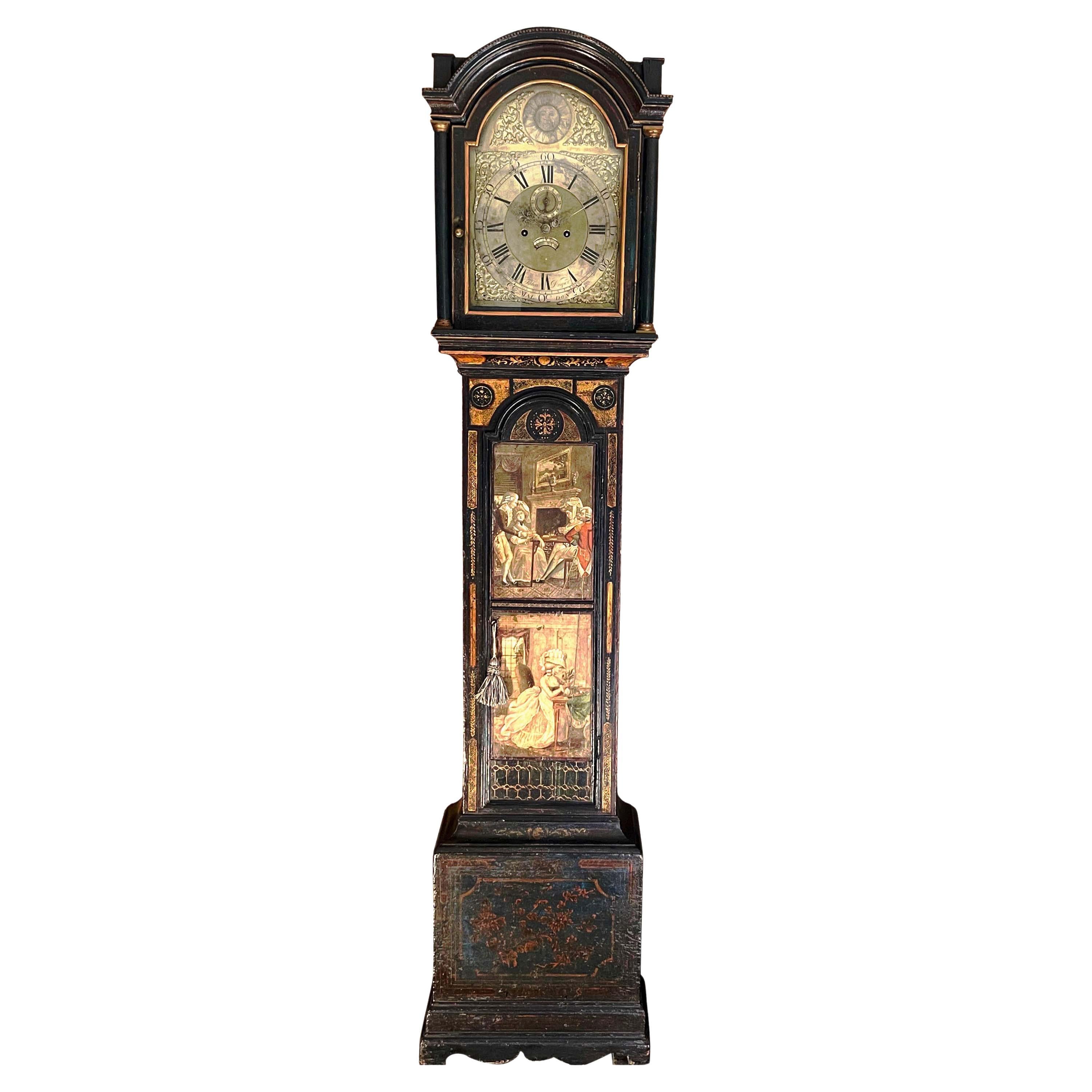 Rare George III Painted and Chinoiserie Longcase Clock