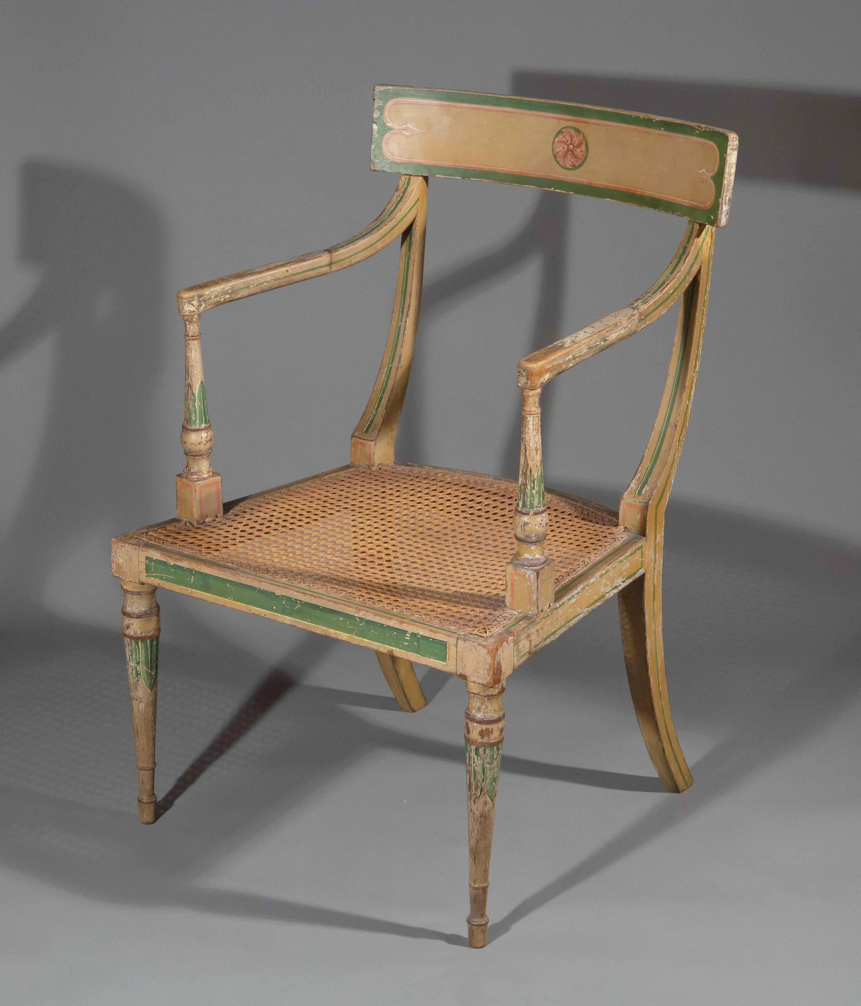 Peint Rare fauteuil peint George III en vente