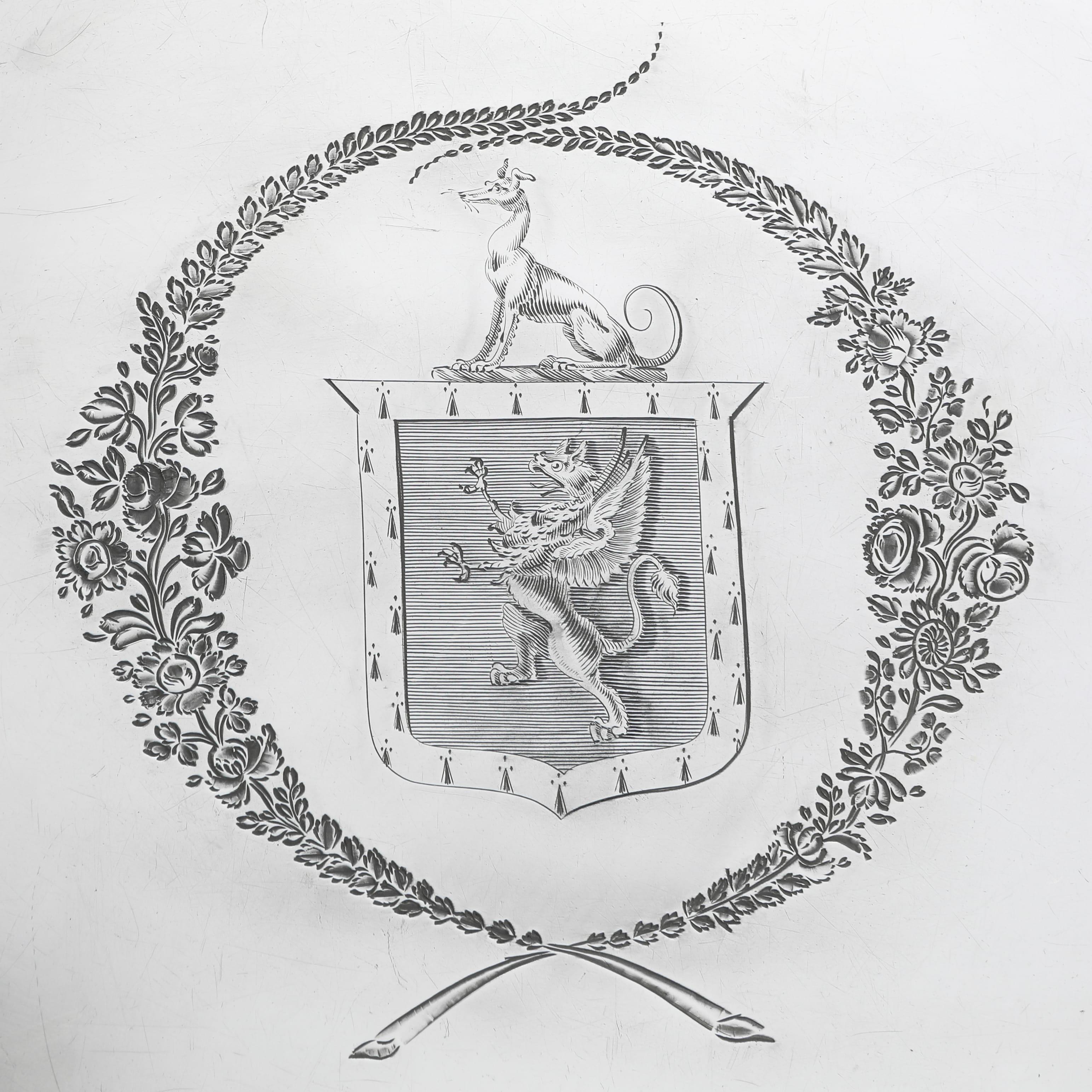 Rare George III period silver tea & coffee set on tray made in London 1795 6