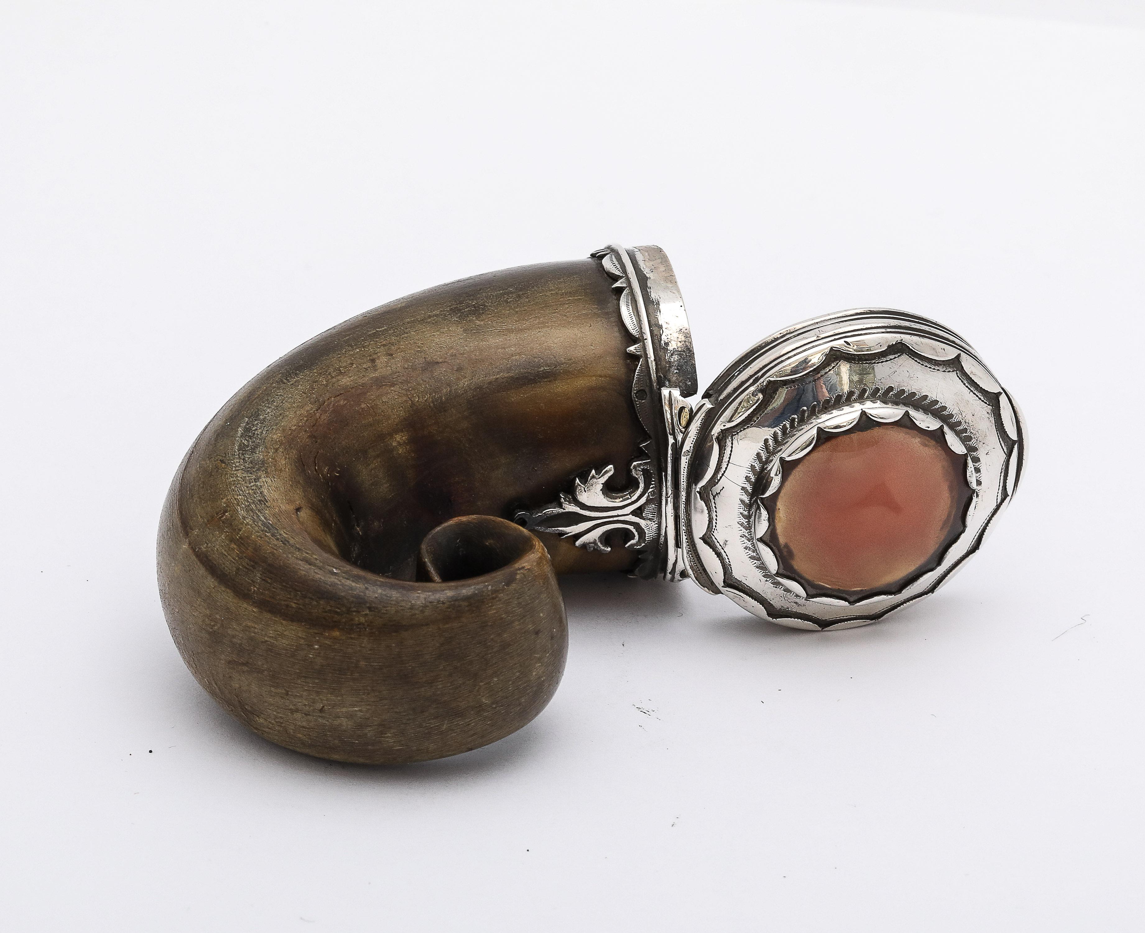 Rare George III Period Sterling Silver-Mounted and Carnelian Scottish Snuff Mull For Sale 7