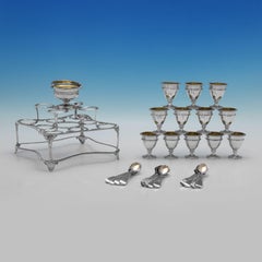 Rare George III Sterling Silver 12 Place Egg Cruet, Emes & Barnard, London 1814