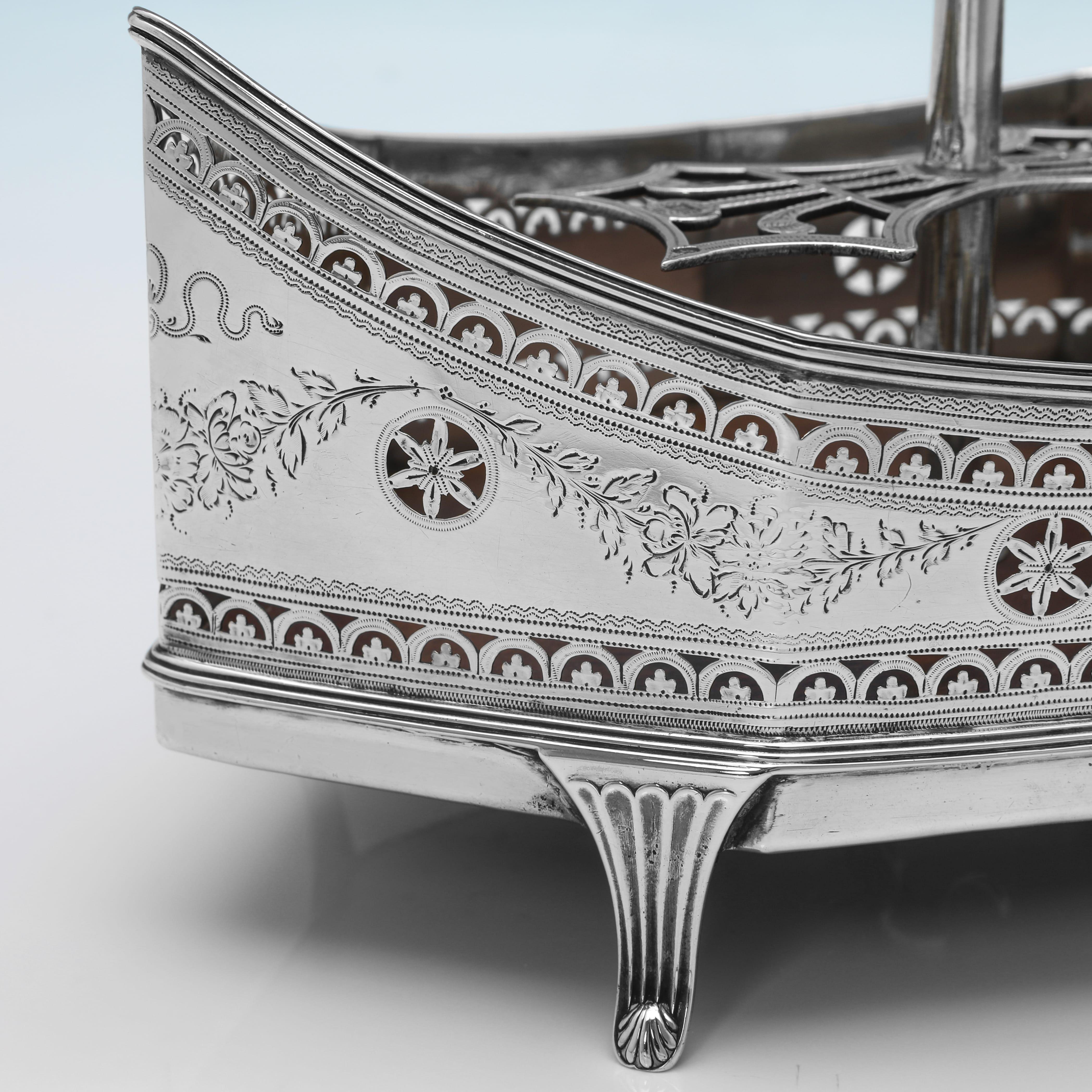 Seltene George III Sterling Silber & Glas Cruet Set von Hester Bateman, 1790 im Angebot 6