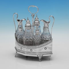 Raro juego de vinagreras de plata de ley y cristal Jorge III de Hester Bateman, 1790