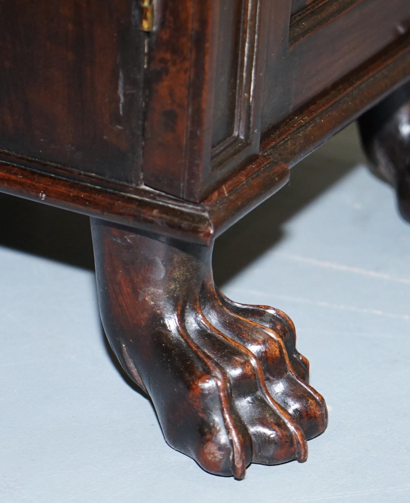 Rare George iv circa 1820s Flamed Mahogany Pedestal Cupboard Lion Paw Feet 5