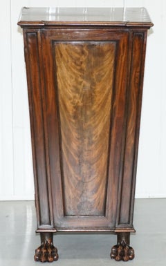 Rare George iv circa 1820s Flamed Mahogany Pedestal Cupboard Lion Paw Feet