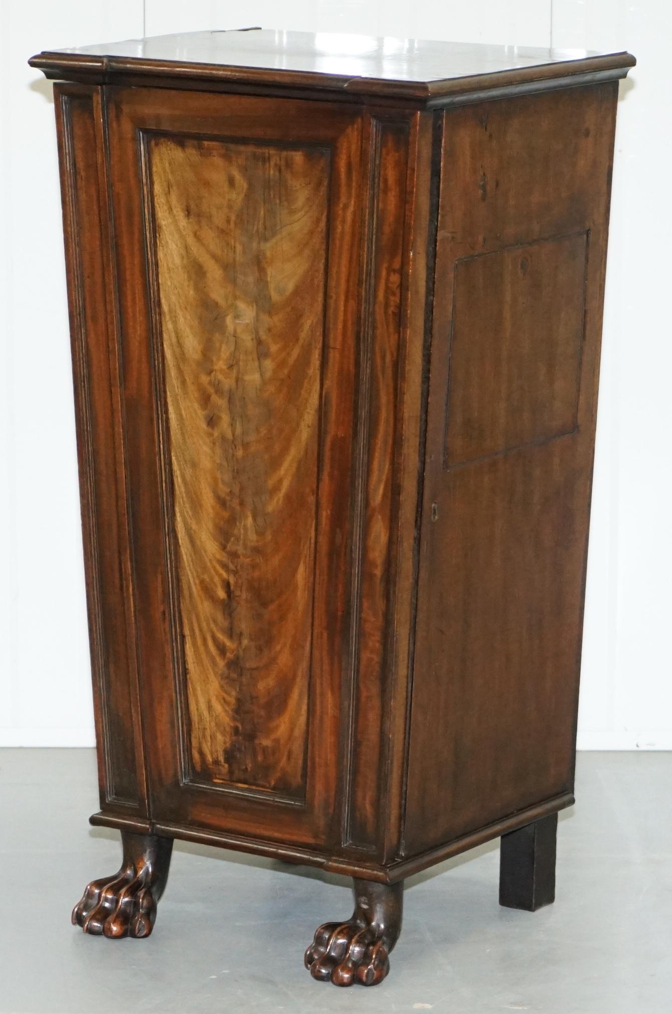 George IV Rare George iv circa 1820s Flamed Mahogany Pedestal Cupboard Lion Paw Feet