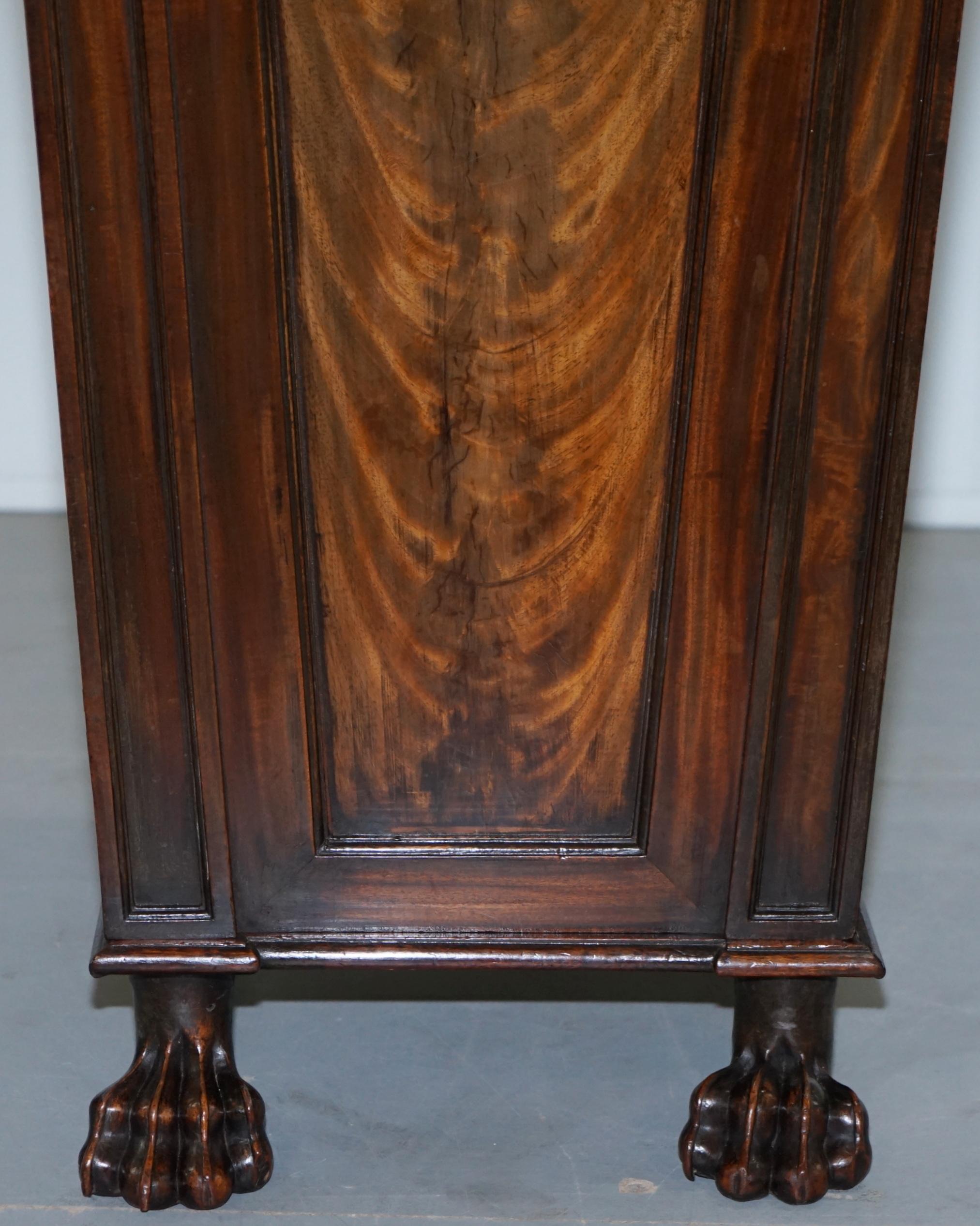 Rare George iv circa 1820s Flamed Mahogany Pedestal Cupboard Lion Paw Feet 1