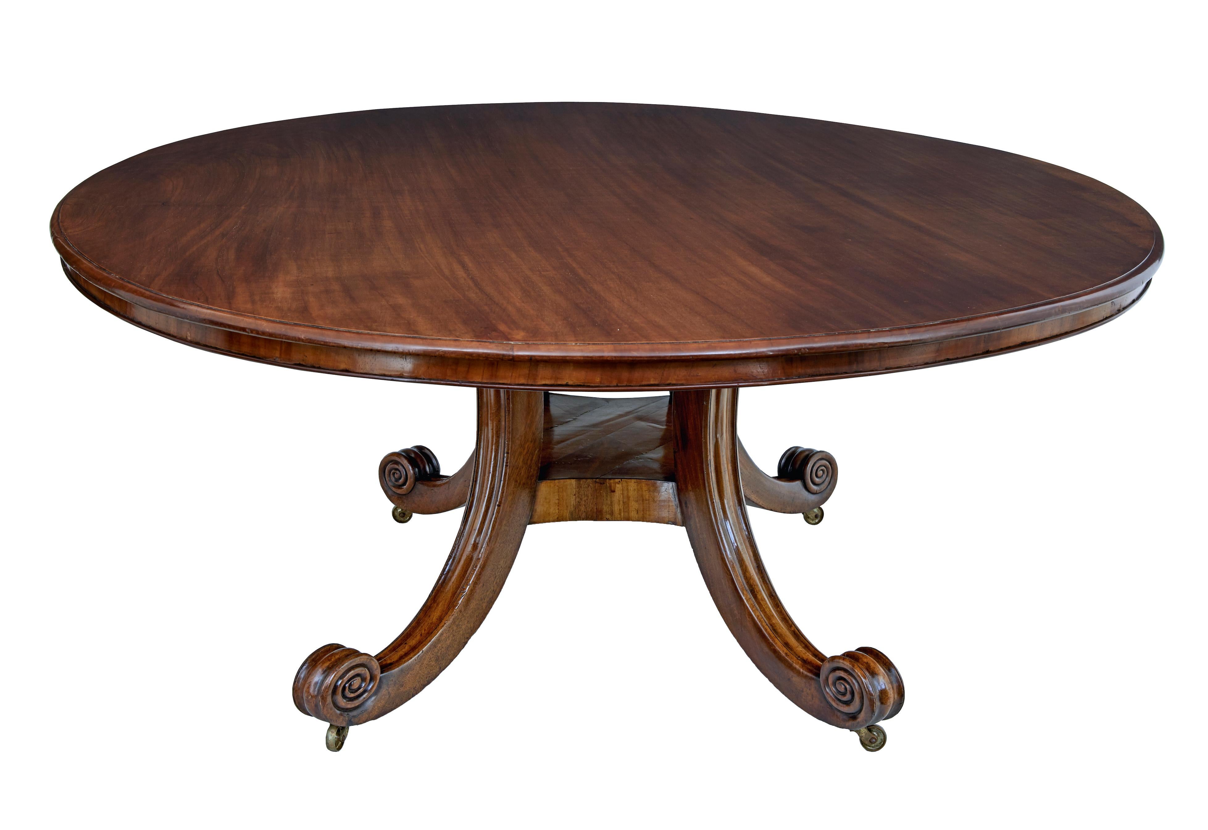 19th Century Rare George IV Mahogany Tilt Top Breakfast Table of Enormous Proportions